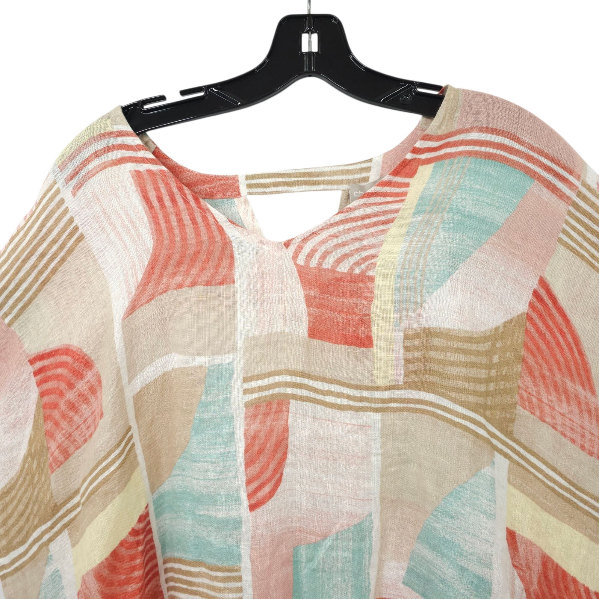 Chicos Chicos Linen Poncho Blouse Womens Size S/M Geometric Keyhole Size S / US 4 / IT 40 - 7 Thumbnail