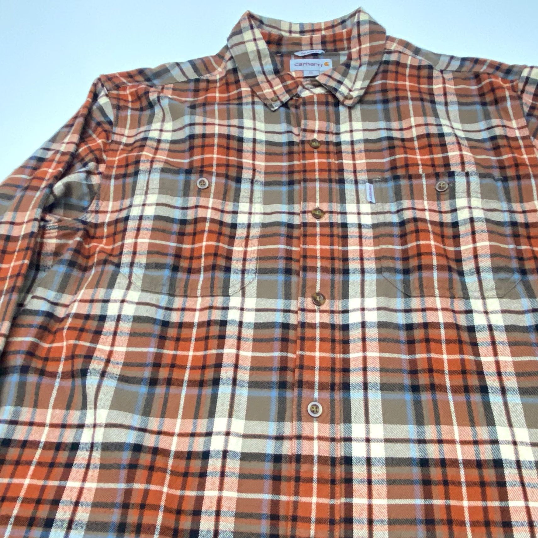 Carhartt VINTAGECarhartt Flannel Shirt Mens XL Brown Relaxed Fit Plaid Button Up Cotton 102217 Size US XL / EU 56 / 4 - 5 Thumbnail