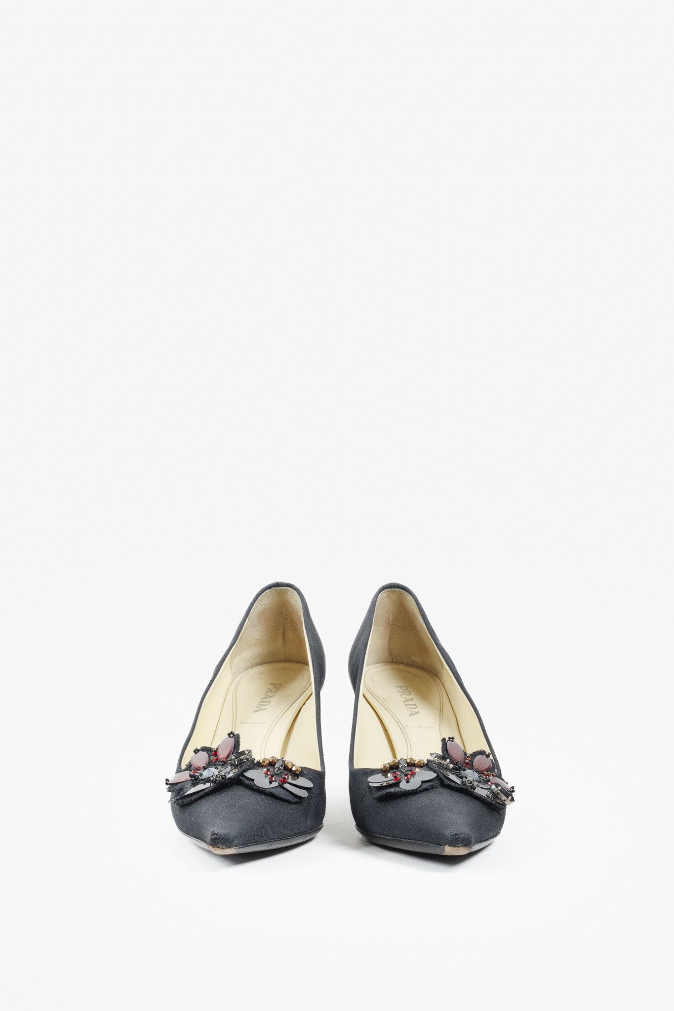 Prada Prada Black Embellished Comma Kitten Heel Pump Size US 10 / IT 40 - 2 Thumbnail