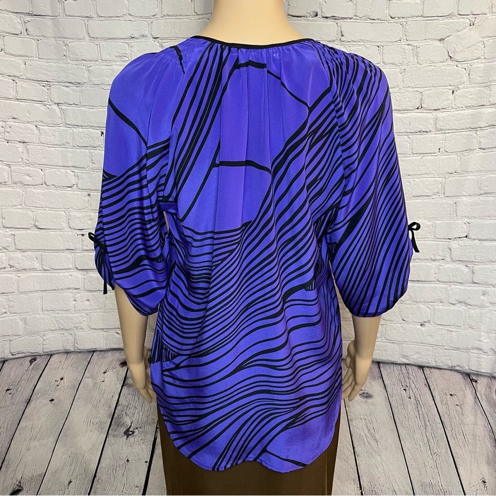 Other New Yumi Kim Purple Black Silk Blouse Size XS Size XS / US 0-2 / IT 36-38 - 4 Thumbnail