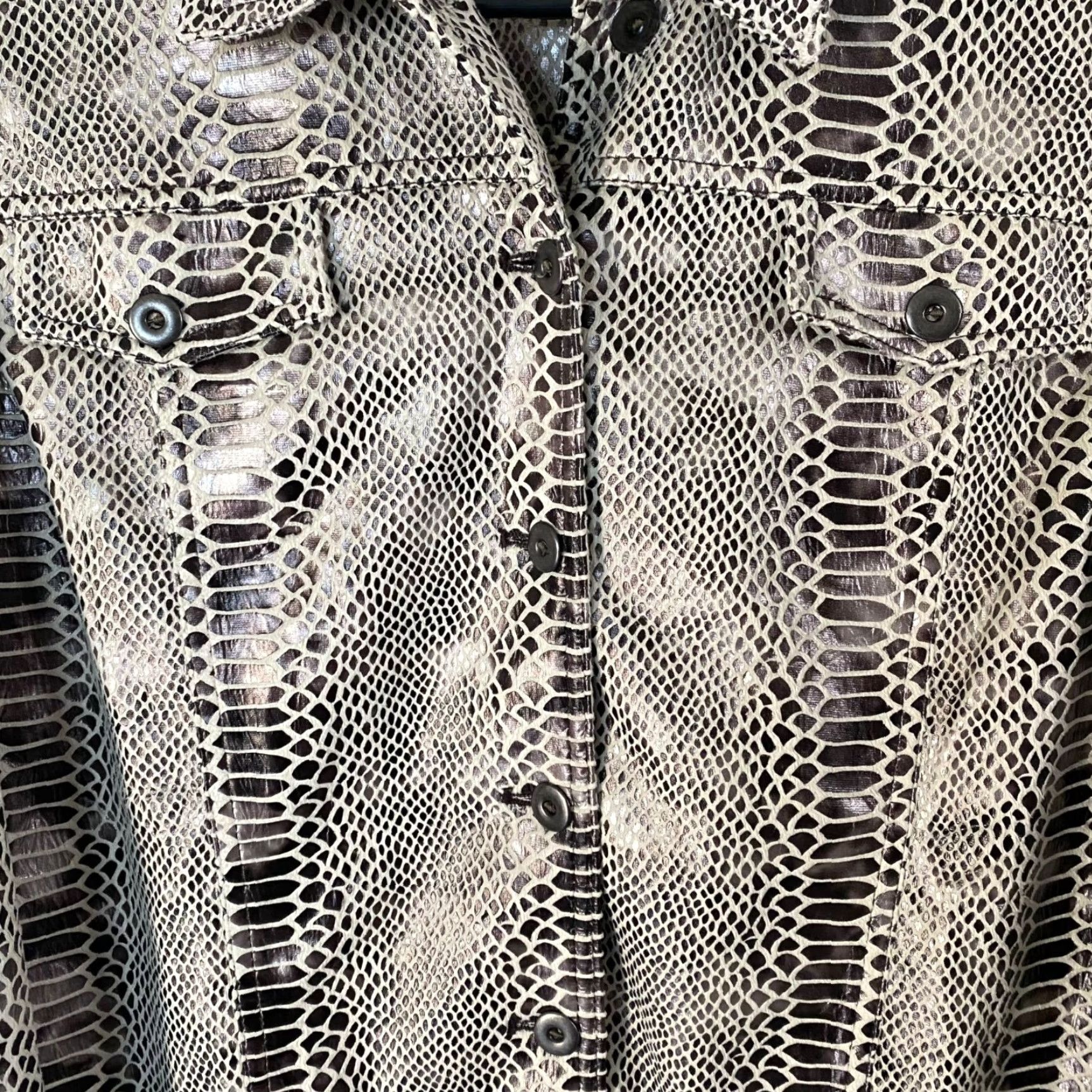 Vintage VINTAGE Alfred Dunner Button Up Metallic Faux Snakeskin Print Jacket Brown Womens 8 Size M / US 6-8 / IT 42-44 - 6 Thumbnail