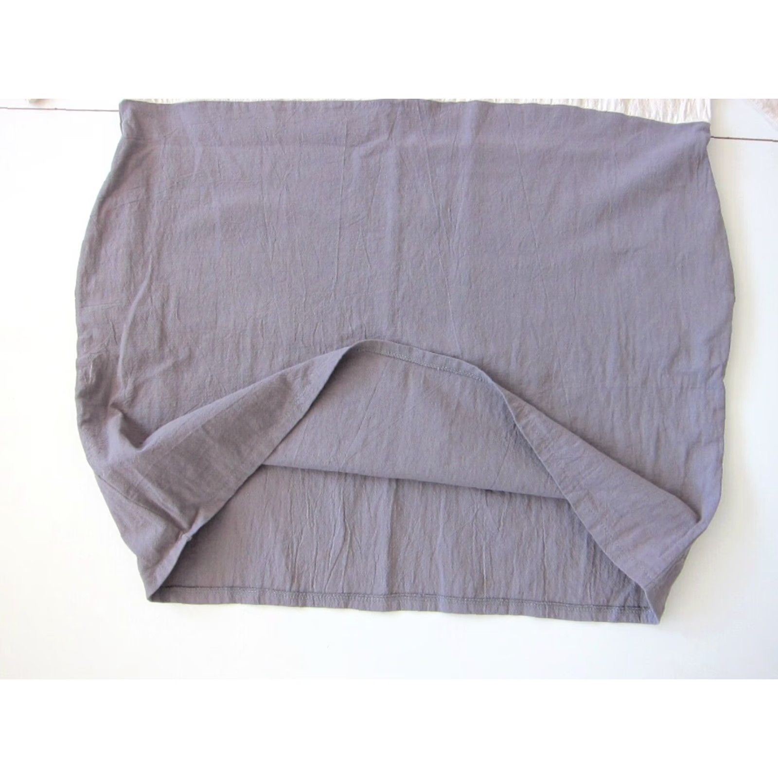 Vintage 100% Cotton Ivory Grey Lagenlook Short Sleeve Pocket Tunic Sheath Dress Large Size 36" / US 14 / IT 50 - 6 Thumbnail