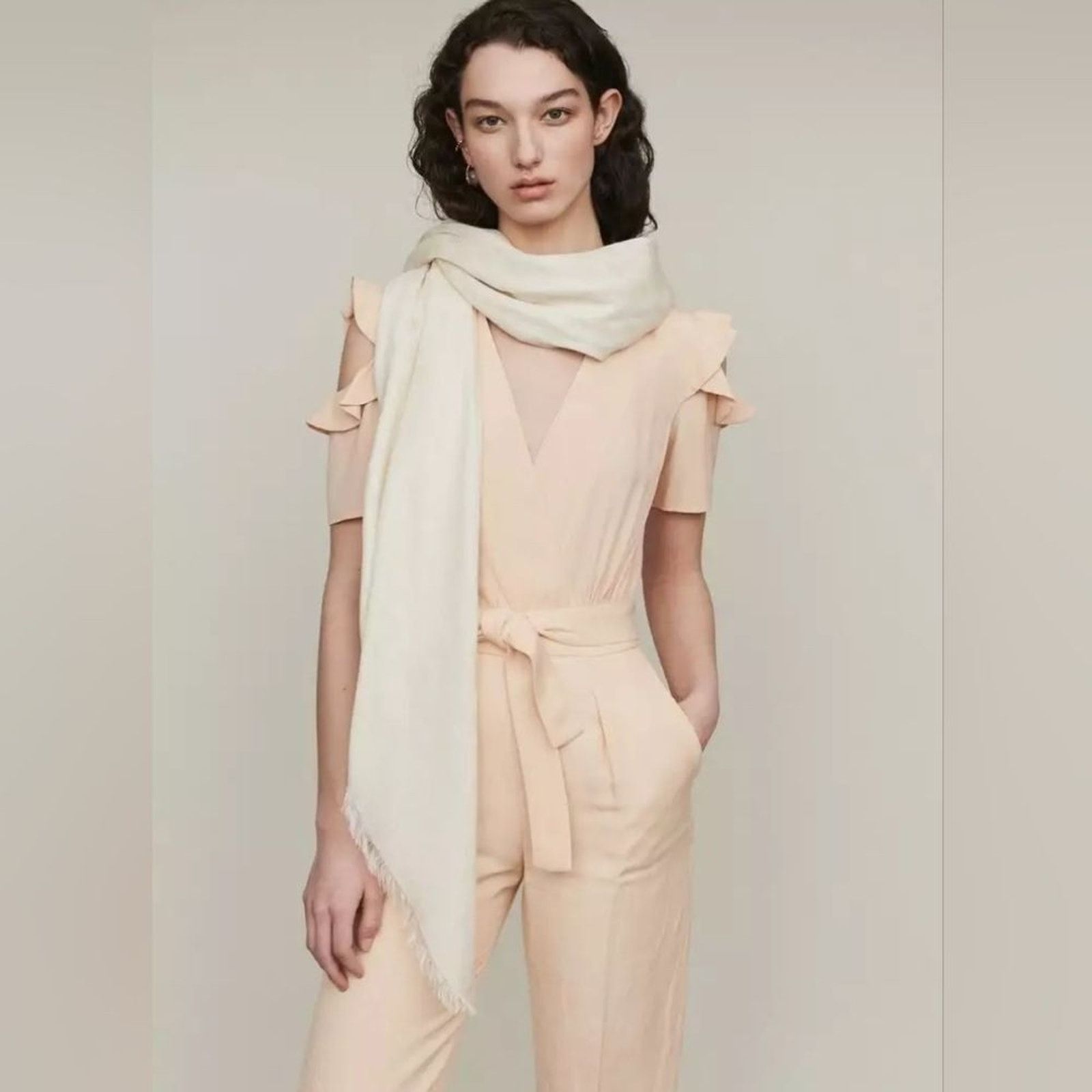 Maje 𝅺Maje Mandarin Peach Piruize Ruffled Jumpsuit Size 34 0 Size 25" / US 0 / IT 36 - 10 Thumbnail