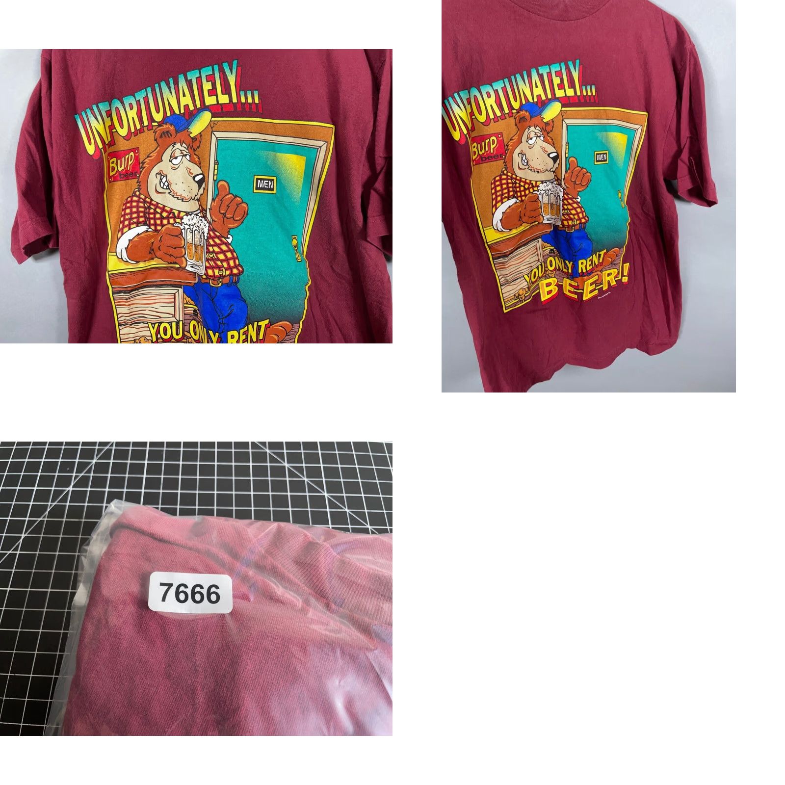 Vintage VINTAGE You Only Rent Beer Shirt Adult Large Dark Red Graphic Print Men’s T-Shirt 2000s Funny Animals Shirt Mens Size US L / EU 52-54 / 3 - 8 Thumbnail