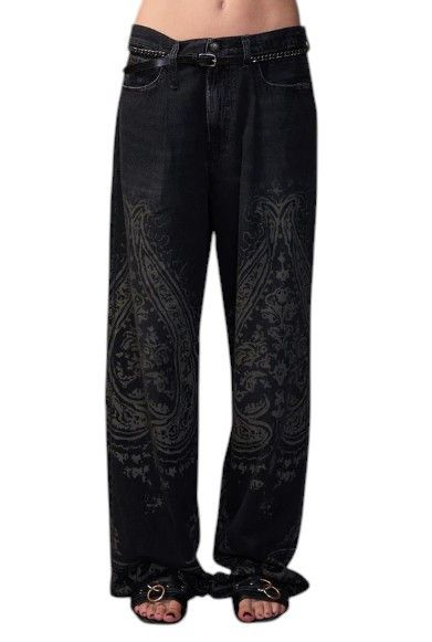 R13 DAMON PLEATED 26 Baroque Black Wide Jeans 89853 Size 26" / US 2 / IT 38 - 1 Thumbnail