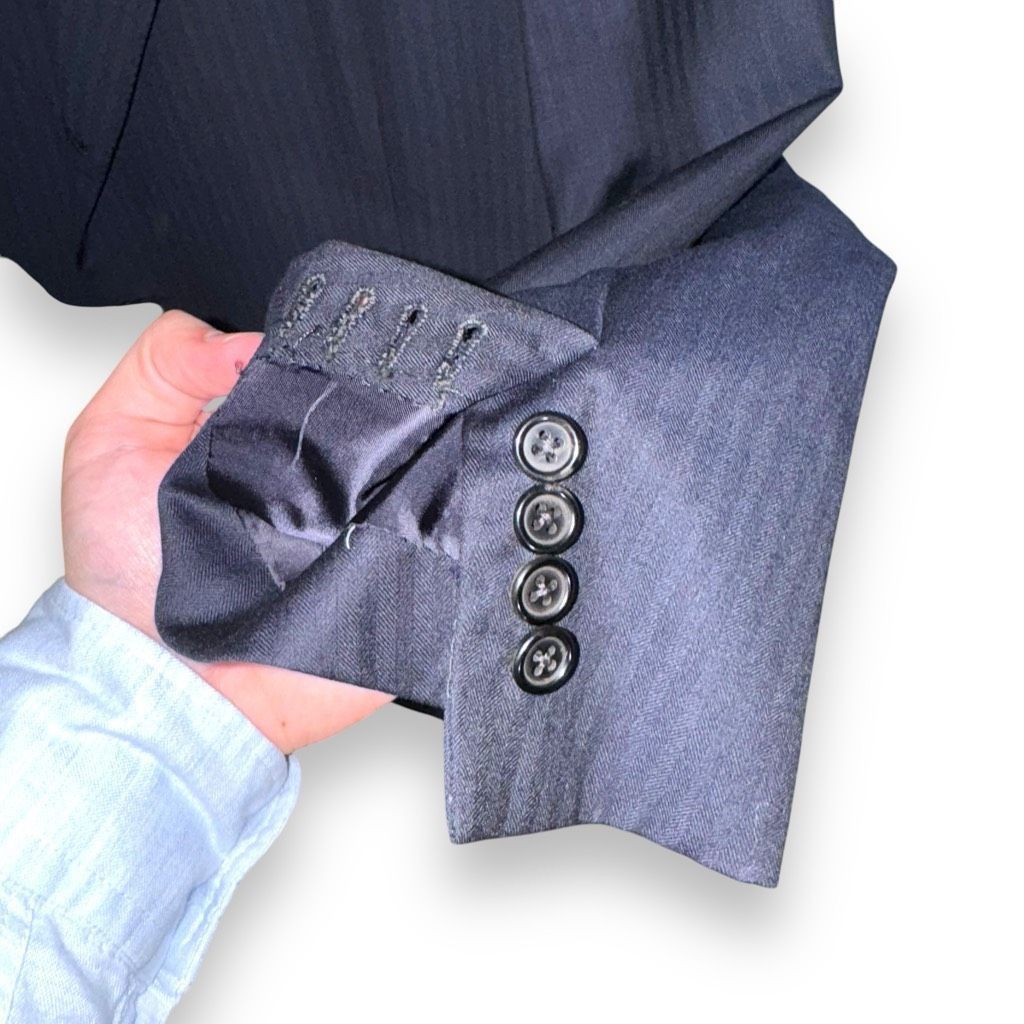 Oxxford Clothes Navy Oxxford Clothes Bespoke 3 Roll 2 Suit Jacket Size 46R Size 46R - 6 Thumbnail