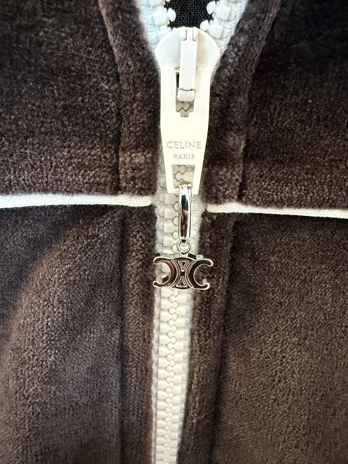 Celine × Hedi Slimane Celine Cotton-Blend Brown Velour Track Jacket - M Size US M / EU 48-50 / 2 - 3 Thumbnail