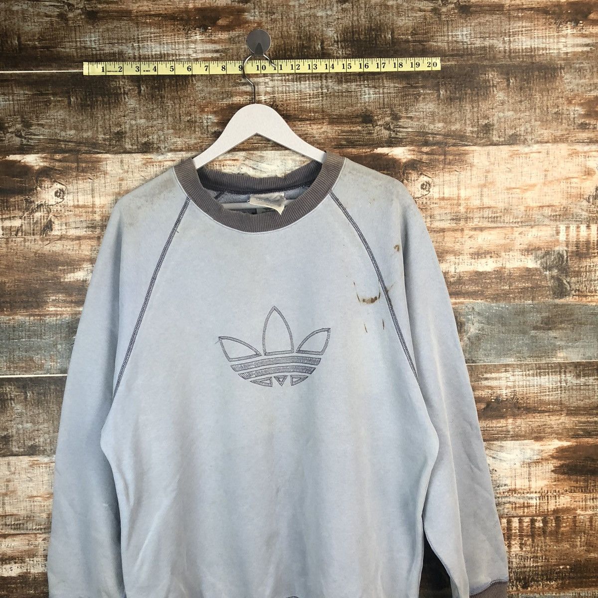 Adidas Adidas vintage logo Light Blue Sweatshirt #A1448 Size US L / EU 52-54 / 3 - 2 Thumbnail