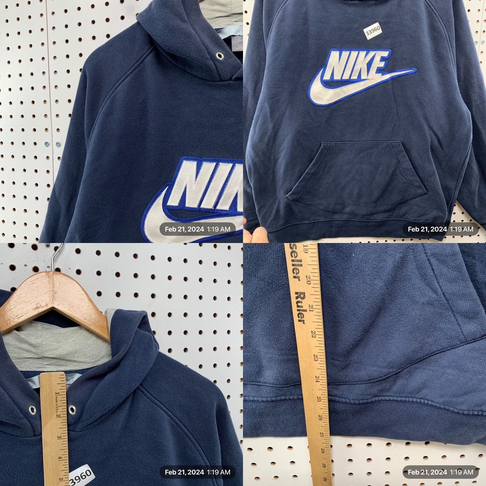 Nike VINTAGE Nike Hoodie Mens Large Blue Embroidered Spell Out Swoosh Y2K Size US L / EU 52-54 / 3 - 8 Thumbnail