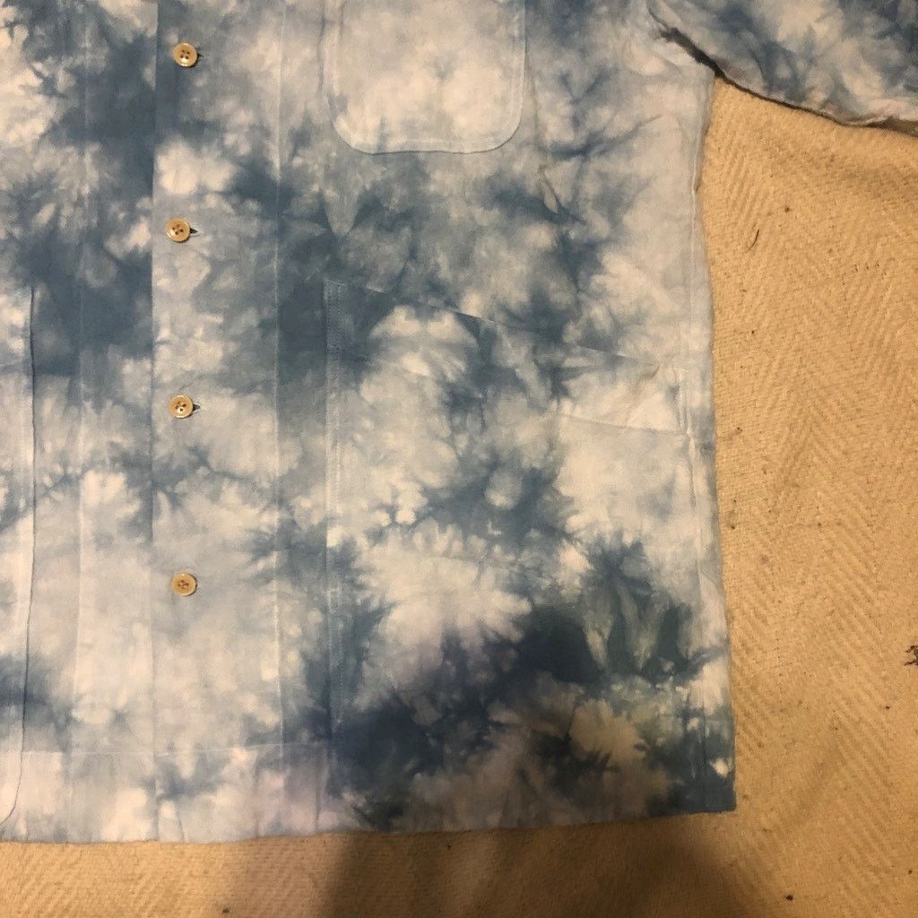 Nicholas Daley Beach Shirt Blue Tie-Dye Cotton Chore Pockets - 40/L NWT Size US L / EU 52-54 / 3 - 11 Thumbnail
