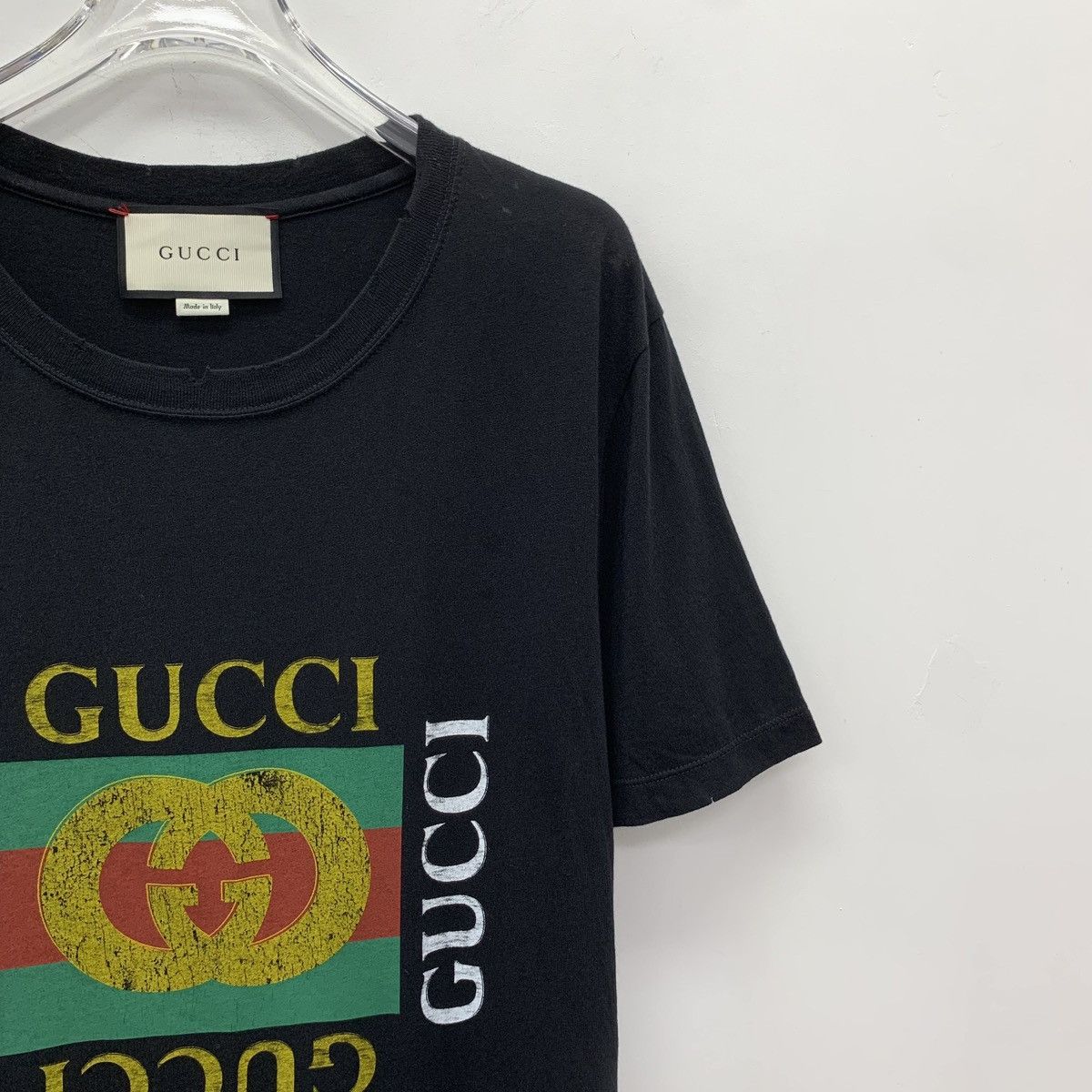 Gucci Gucci Black Logo Print Cotton Crew Neck T-shirt K26WX Size XS / US 0-2 / IT 36-38 - 3 Thumbnail