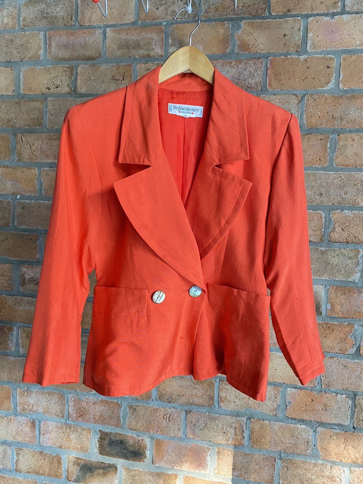 image of Vintage YVES Saint Laurent Rive Gauche Bright Orange Blazer, Women's (Size XS)