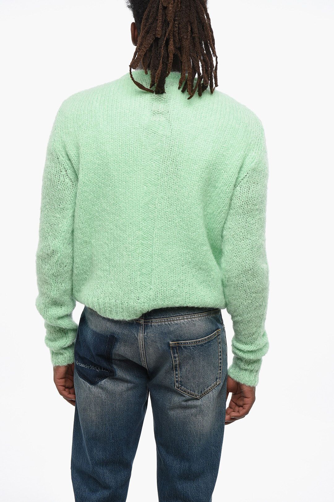 Rick Owens og1mm1025 Mohair Blend Crewneck Sweater in Green Size US M / EU 48-50 / 2 - 3 Thumbnail
