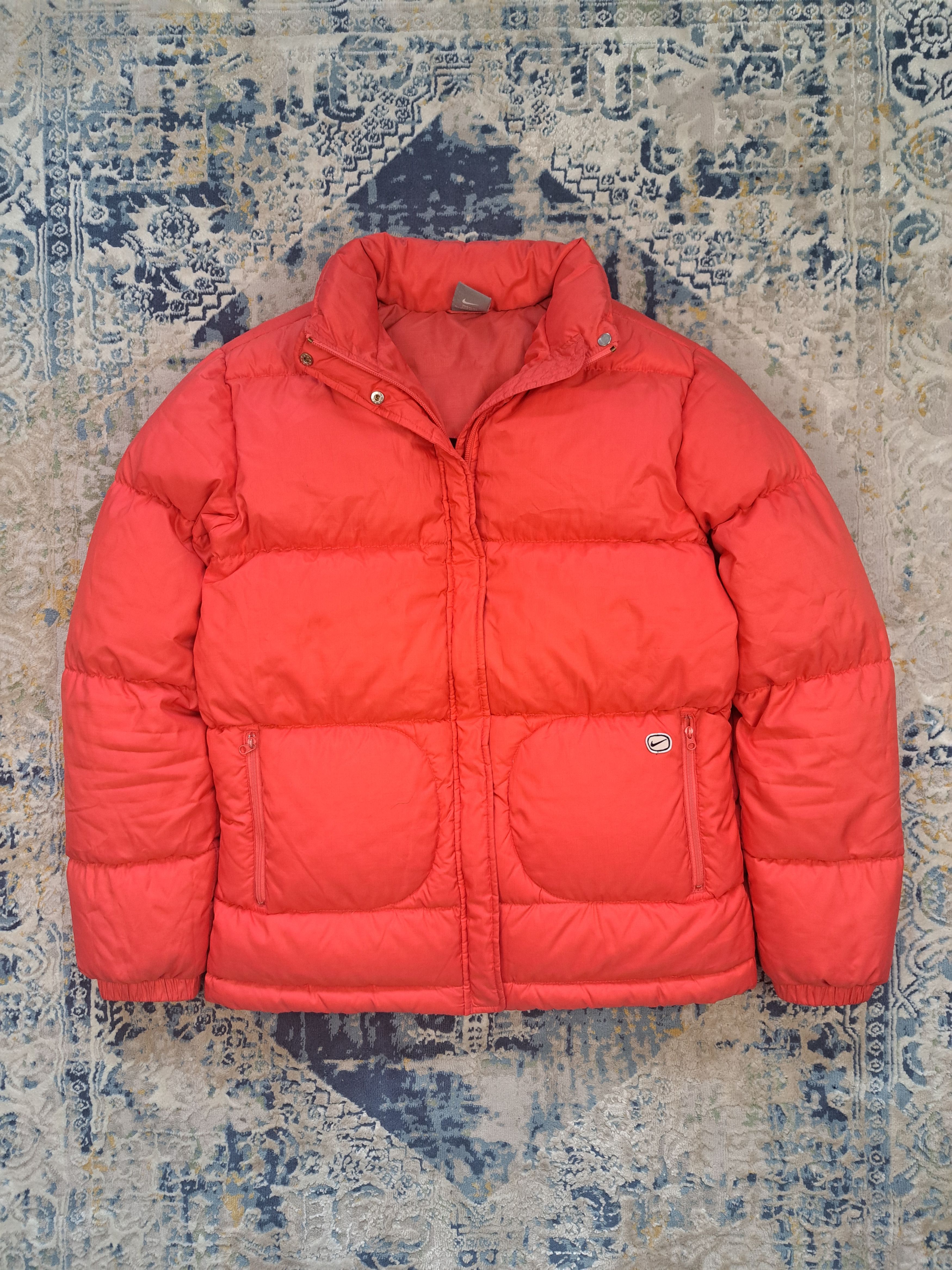 image of Y2K Nike Down Puffer Jacket Swoosh 00S Winter in Red, Men's (Size Small)