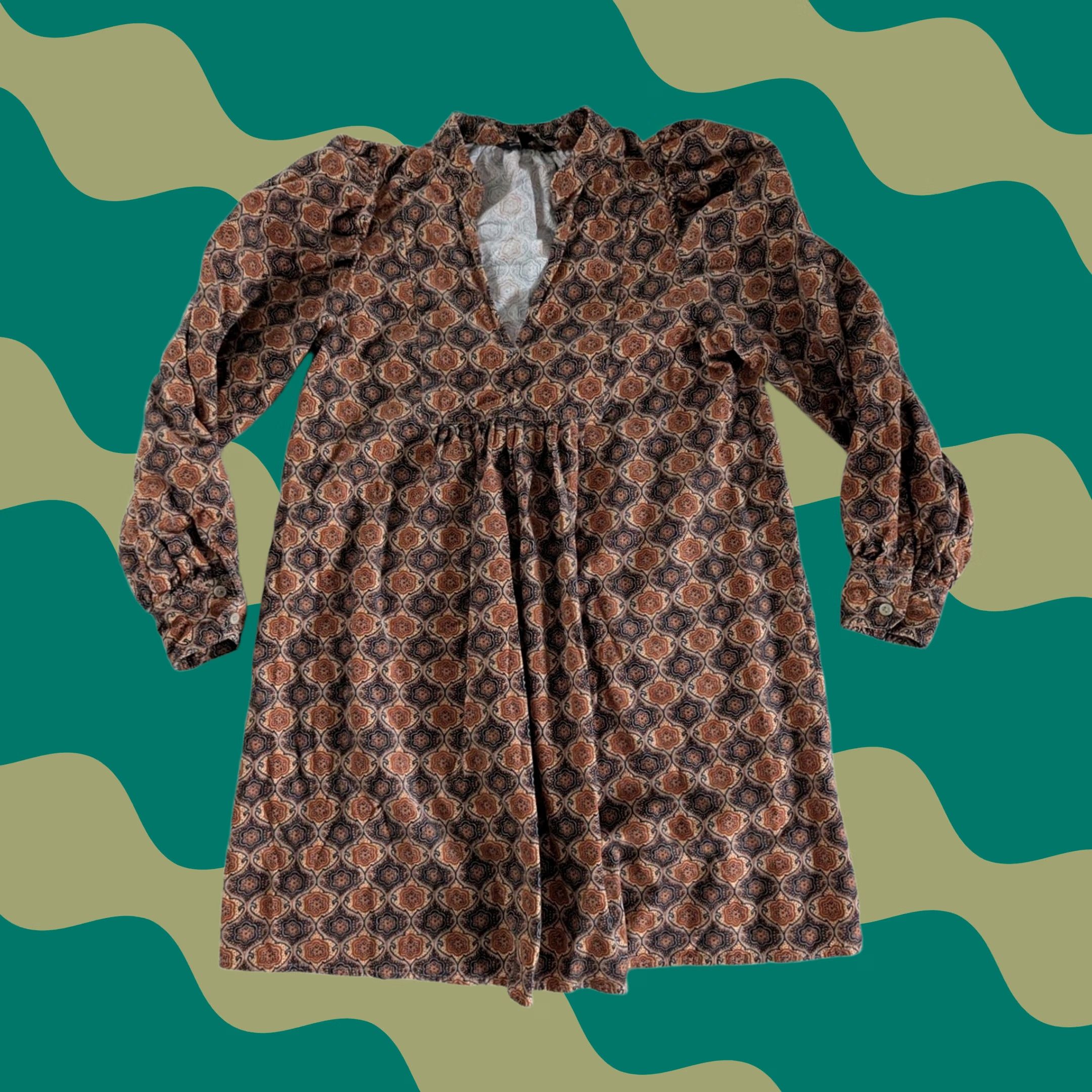 Banana Republic VINTAGE Banana Republic Corduroy Dress Sz XS Boho Retro 70's Hippie Long Sleeve Womens Size XS / US 0-2 / IT 36-38 - 1 Thumbnail