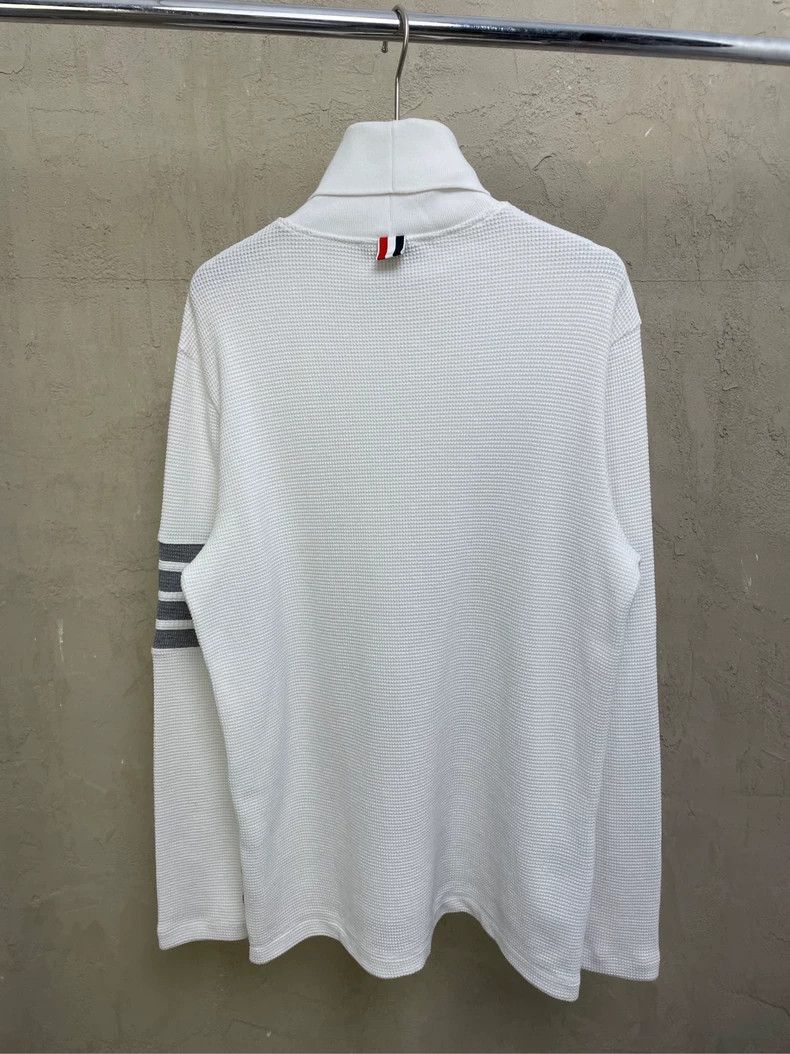Thom Browne Thom Browne size0 White four stripe high collar waffle hood Size US XS / EU 42 / 0 - 4 Thumbnail