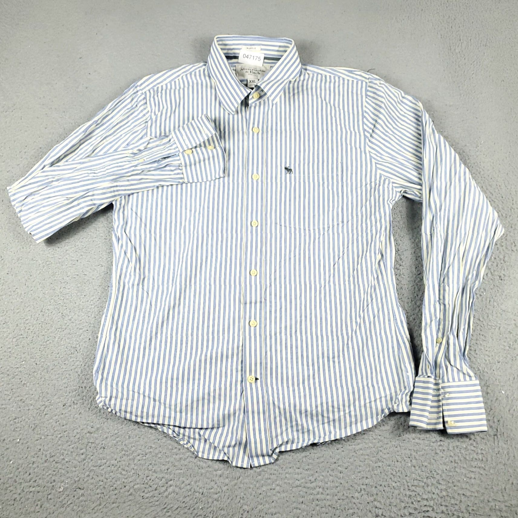 Abercrombie & Fitch VINTAGE Abercrombie & Fitch Shirt Mens 2XL Blue Striped Button-Up Long Sleeve Casual Business Formal Workwear Men Size US XXL / EU 58 / 5 - 2 Thumbnail