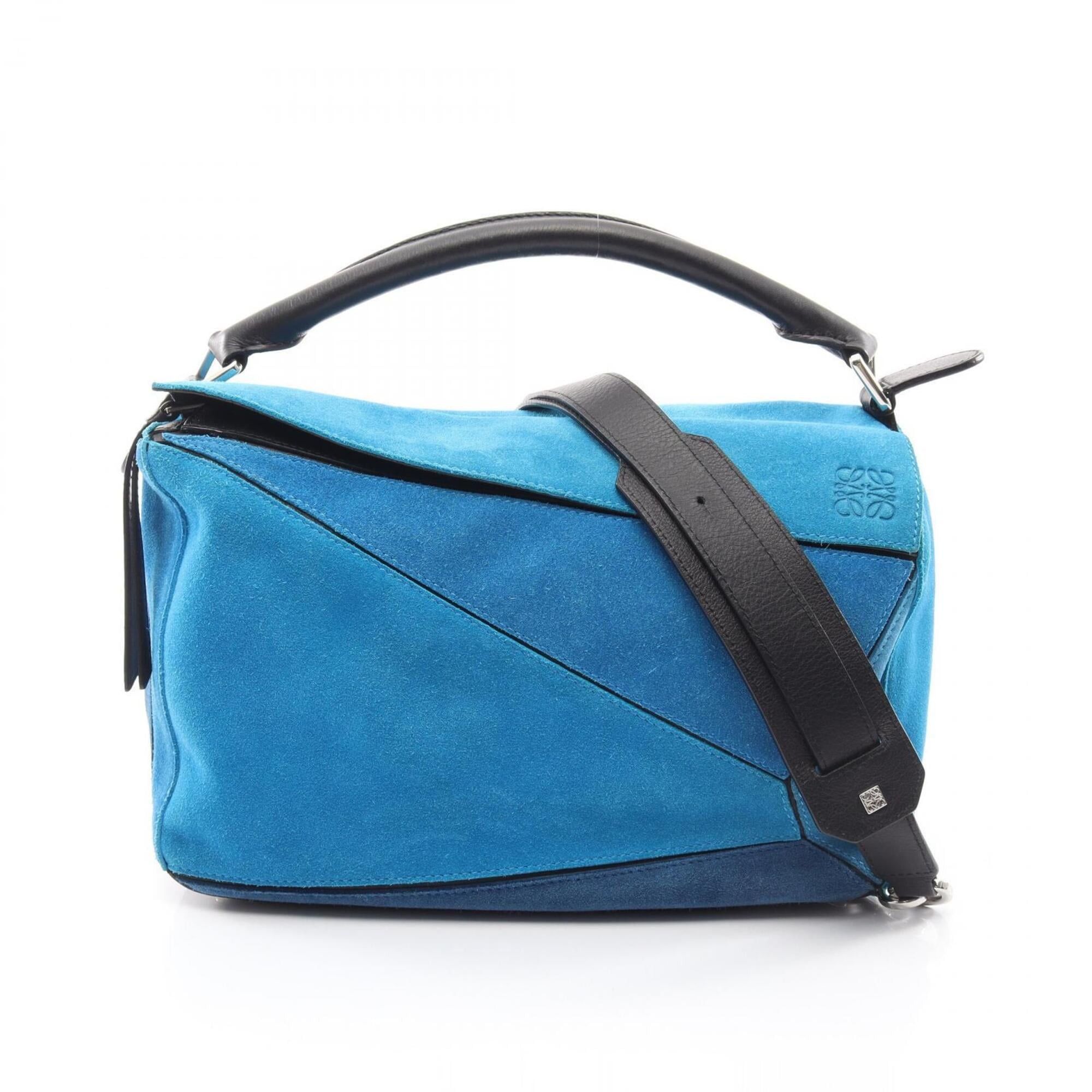 Loewe Loewe Puzzle Bag Medium 2-Way Handbag, Leather Suede, Women's, Blue/Black Size ONE SIZE - 1 Thumbnail