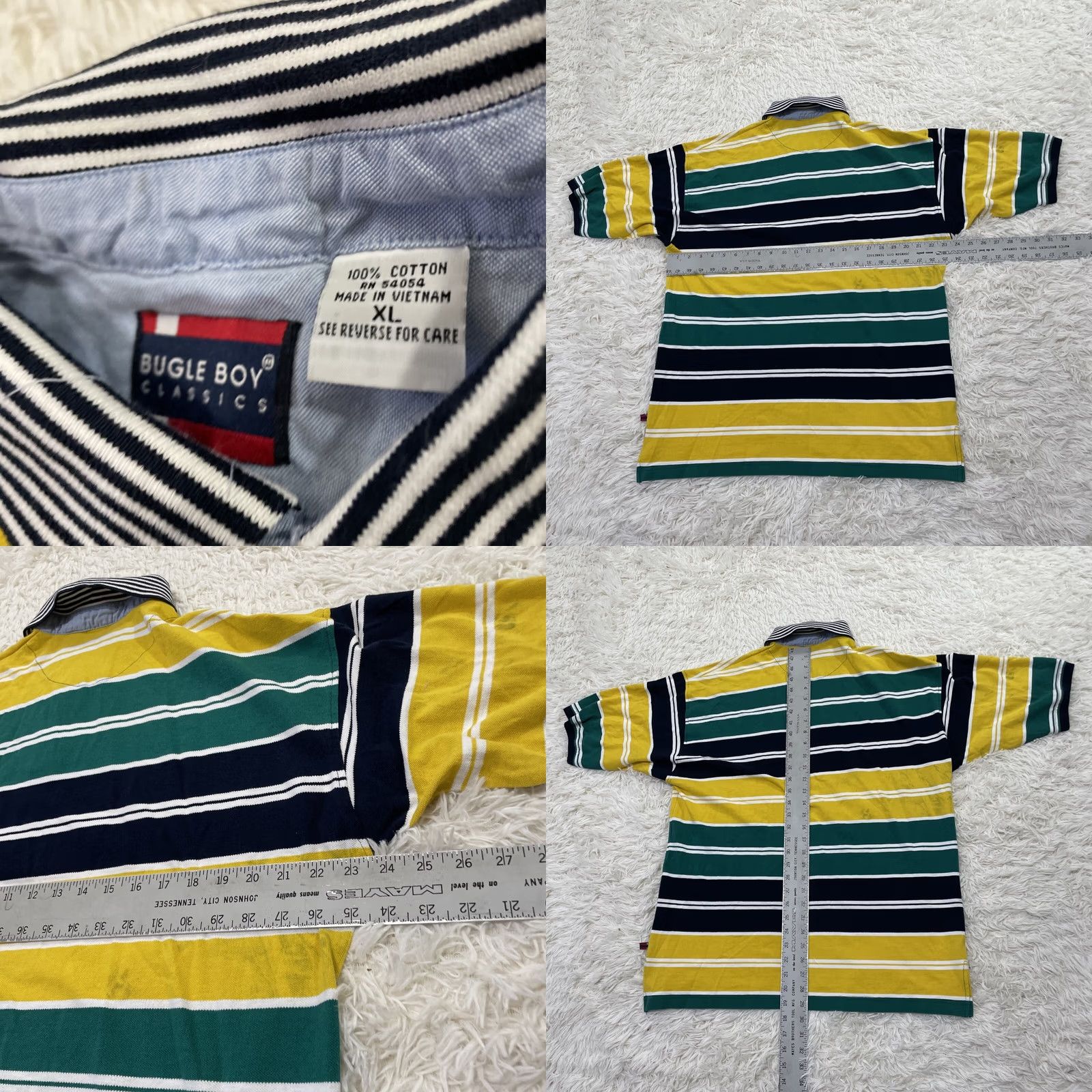 Bugle Boy VINTAGE Bugle Boy Polo Shirt Men XL Striped Green Yellow Blue Casual Streetwear 90s Grunge Stain Size US XL / EU 56 / 4 - 8 Thumbnail