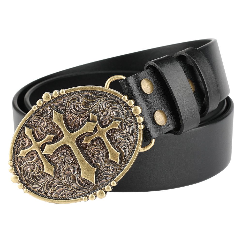 Designer Cross Design Vintage Belt Riveted Belts Menswear Accessories Size ONE SIZE - 3 Thumbnail