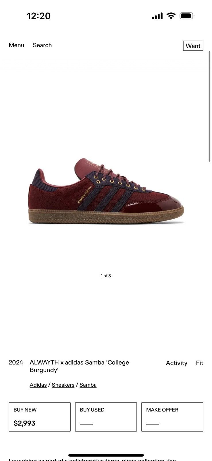 Adidas ALWAYTH x adidas Samba 'College Burgundy' Size US 9.5 / EU 42-43 - 5 Thumbnail