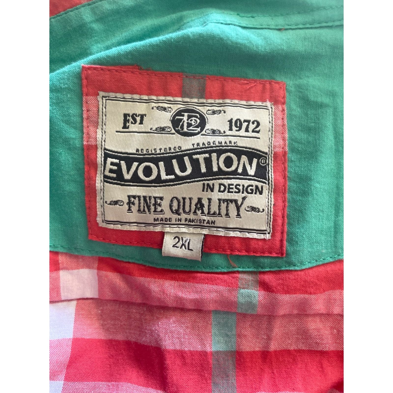 Vintage Evolution Shirt Men’s XXL Plaid Collared Button Down Short Sleeve Cotton Blend Shirt Size US XXL / EU 58 / 5 - 5 Thumbnail