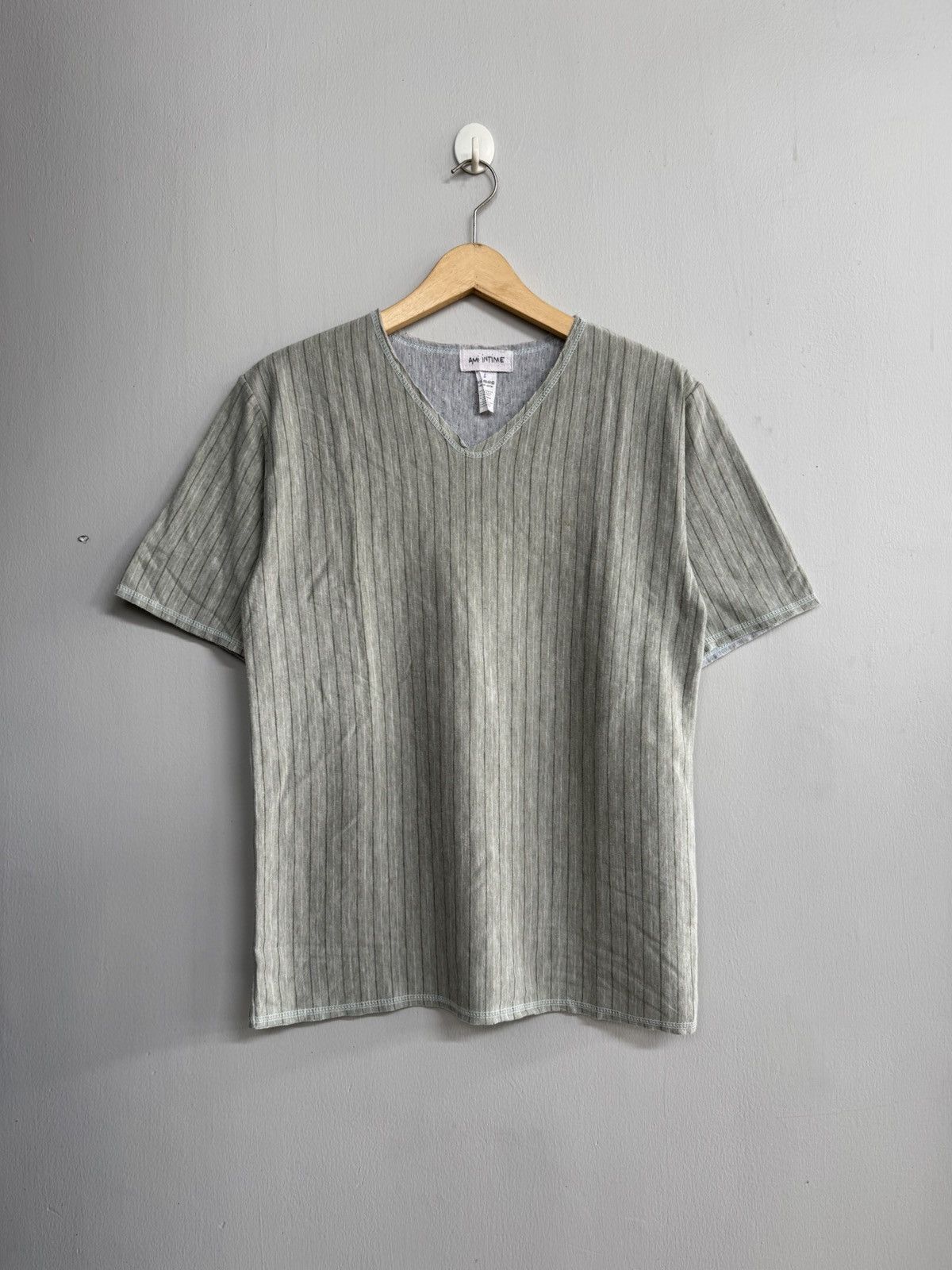 Japanese Brand JAPANESE STYLE BY AMI INTIME STRIPE V NECK SHIRT Size US M / EU 48-50 / 2 - 1 Thumbnail