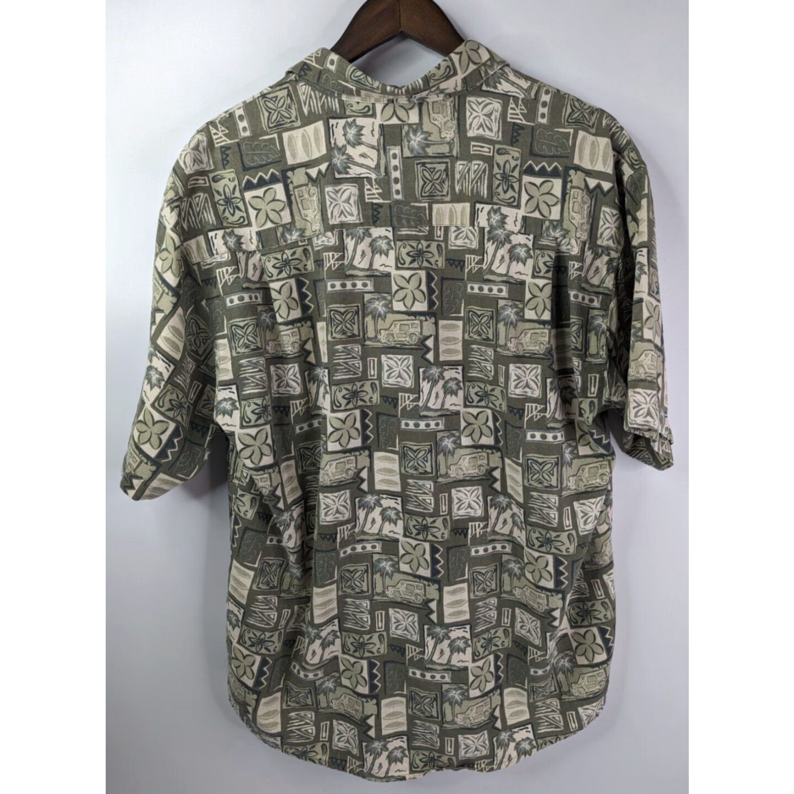 Vintage Summa Hawaiian Shirt Men’s XL Button-Up Silk Green Geometric Floral Palm Trees" Size US XL / EU 56 / 4 - 3 Thumbnail