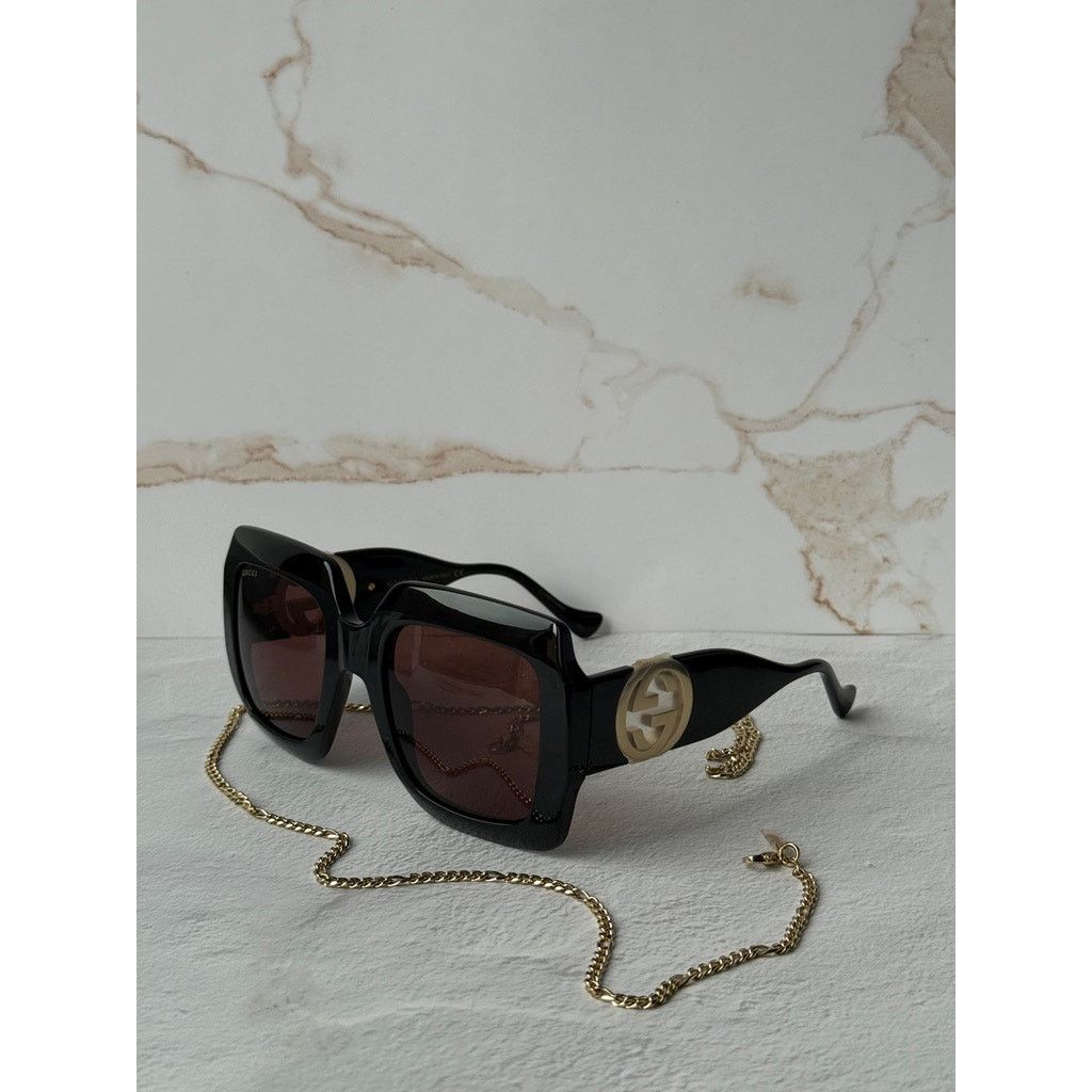 Gucci NEW Gucci GG1022S Black Chain Oversized Logo Sunglasses Size ONE SIZE - 2 Thumbnail