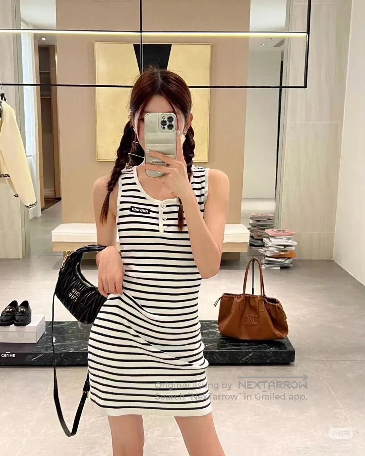 Miu Miu miu miu Alphabet Logo Striped Sleeveless Dress| Size S / US 4 / IT 40 - 1 Thumbnail