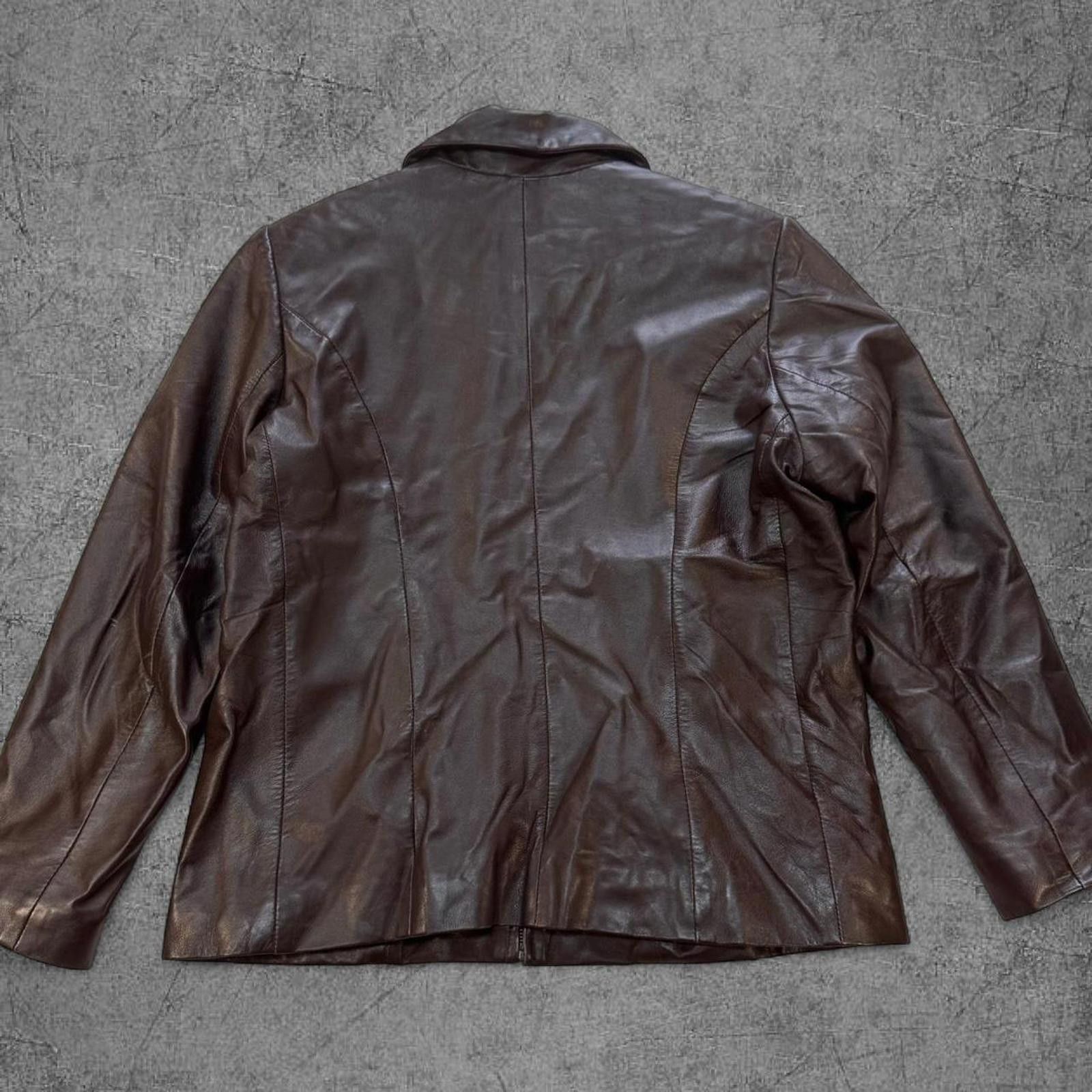 Vintage Vintage Women’s Guccini Brown Leather Jacket Size L / US 10 / IT 46 - 4 Thumbnail