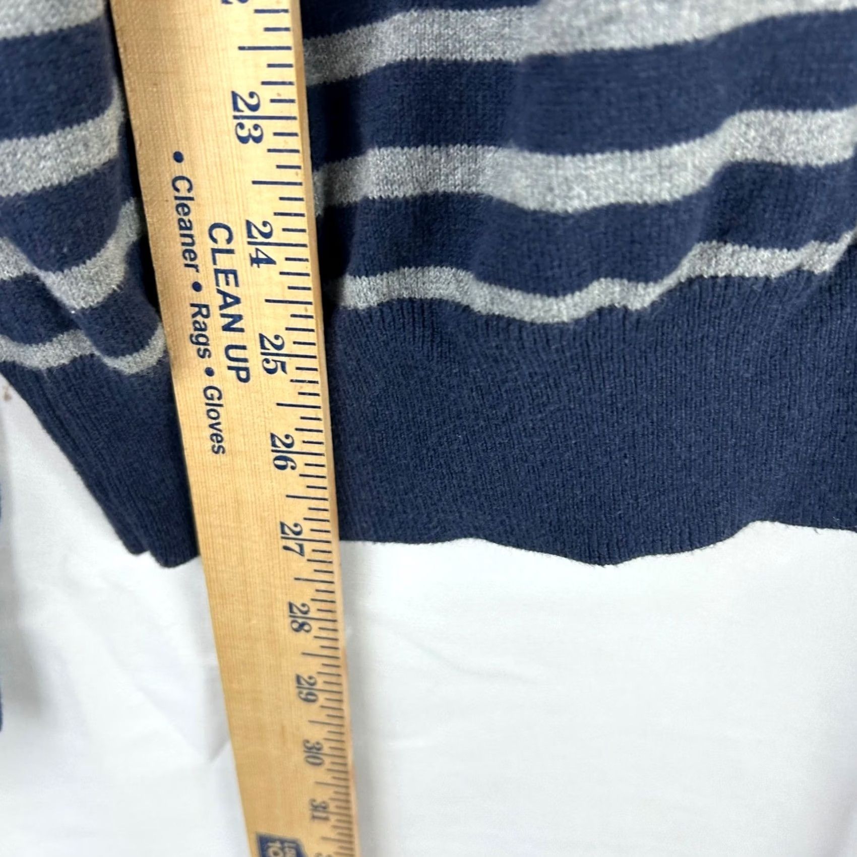 J.Crew J. Crew Mens Striped Crewneck Sweater Cotton Cashmere Navy Grey Size L Size US L / EU 52-54 / 3 - 7 Thumbnail