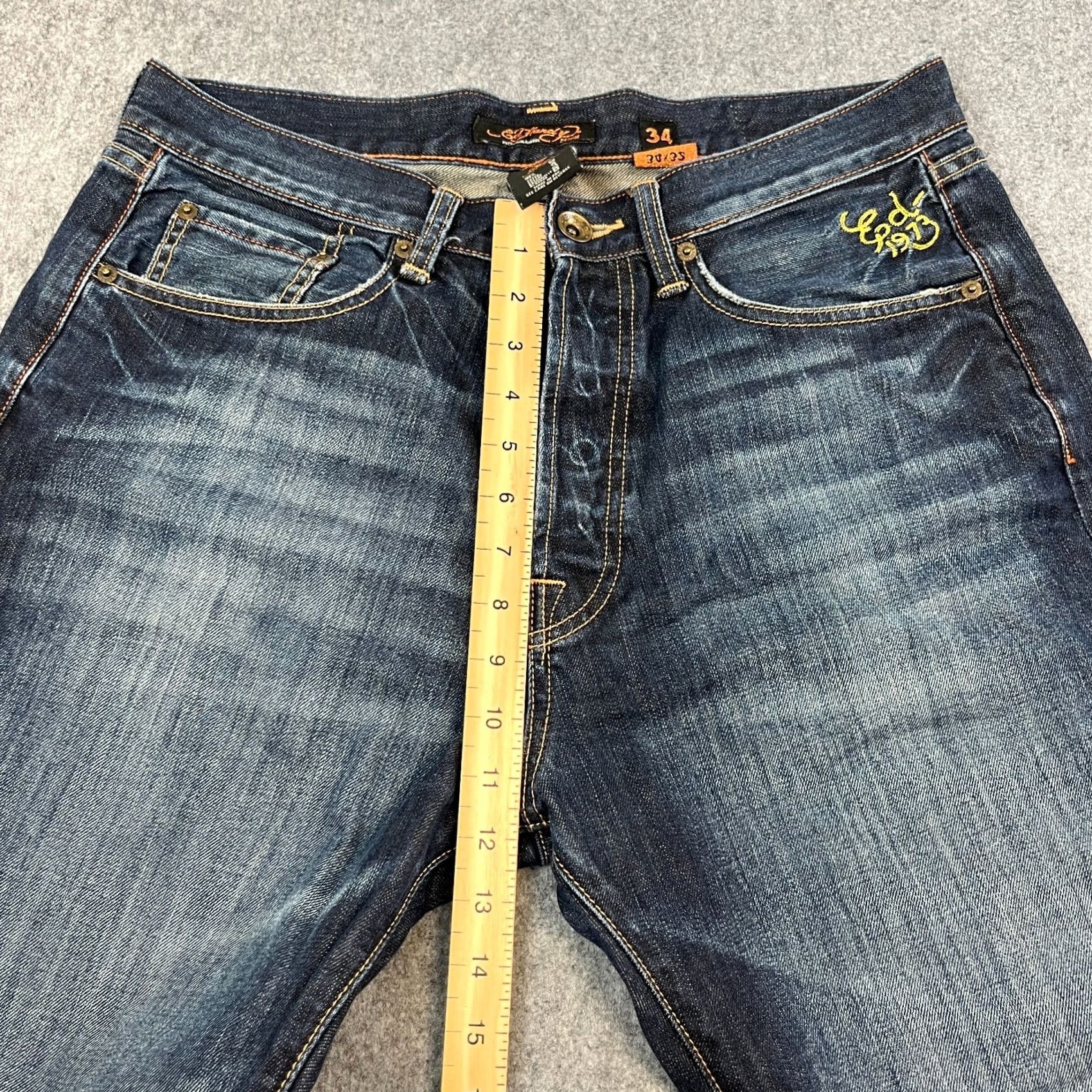 Ed Hardy Ed Hardy Jeans Bootcut Mens Regular 34 Blue Dark Wash 5-Pocket Denim Vintage? No 30 Inside Leg 30 in 34 in WC Size US 34 / EU 50 - 5 Thumbnail