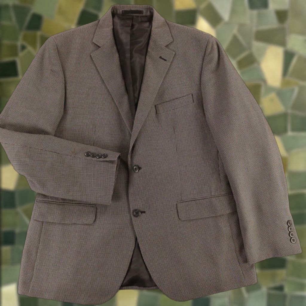 Geoffrey Beene Blazer Sport Coat Jacket M Black Gray Check Polyester 42R