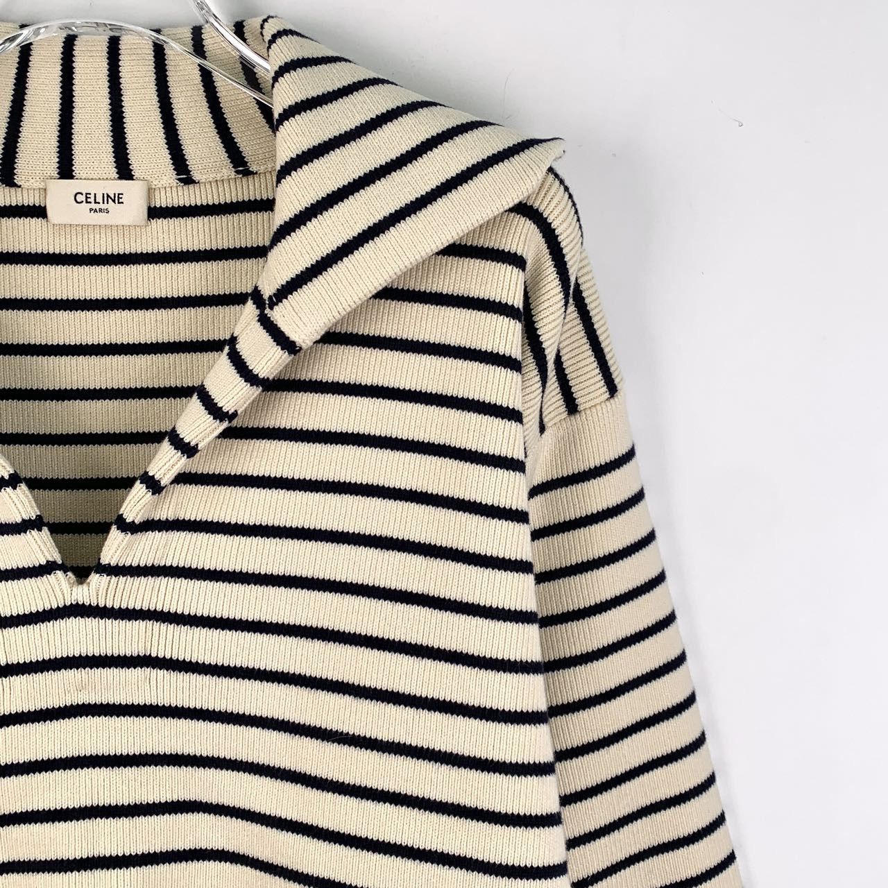 Celine Celine Colorblocked Striped Cotton V-Neck Long Sleeve Knit Size S / US 4 / IT 40 - 3 Thumbnail