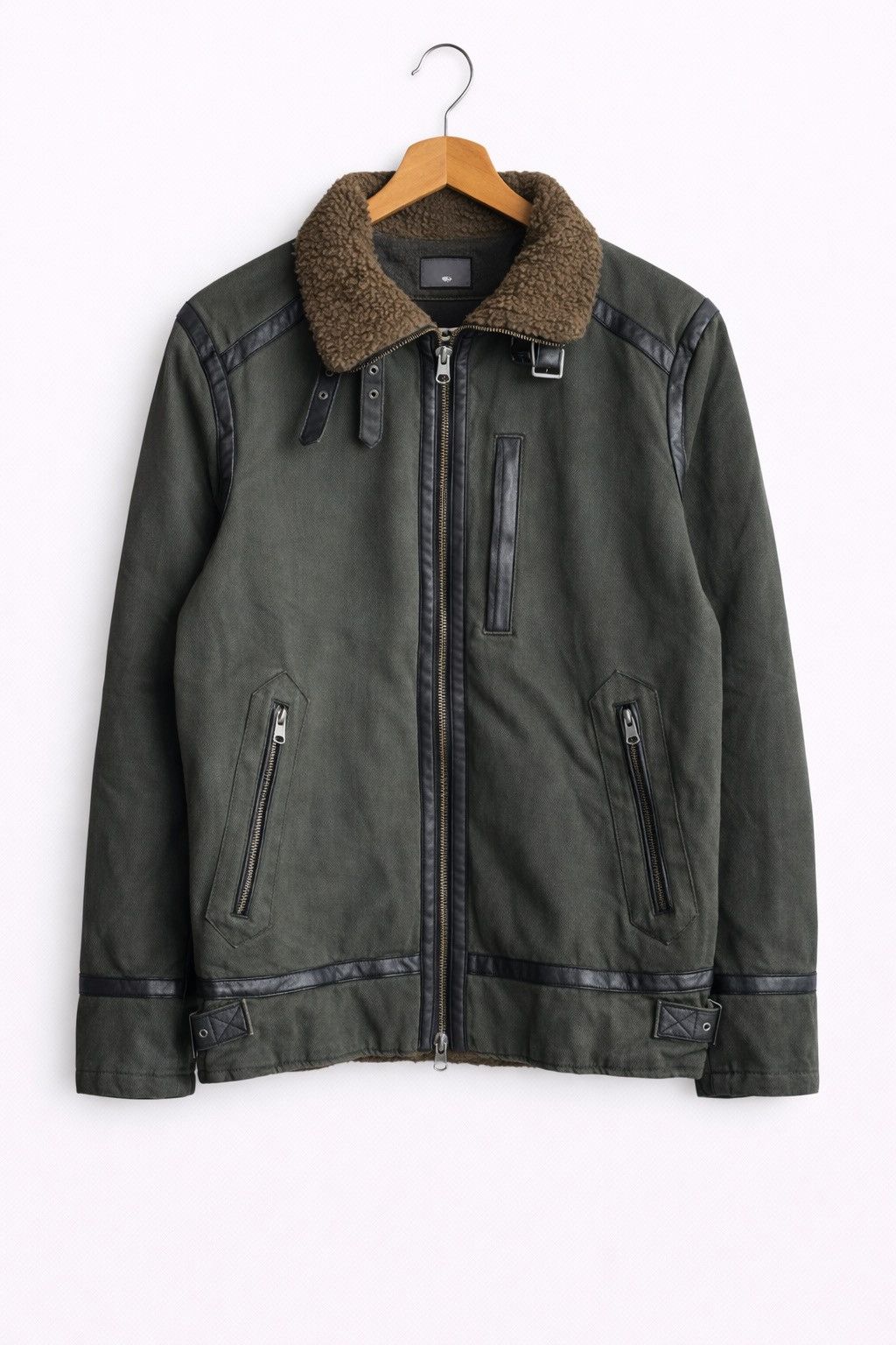 Japanese Brand Rattle Trap Sherpa Lined Olive Green Jacket Biker Winter Size US M / EU 48-50 / 2 - 1 Thumbnail