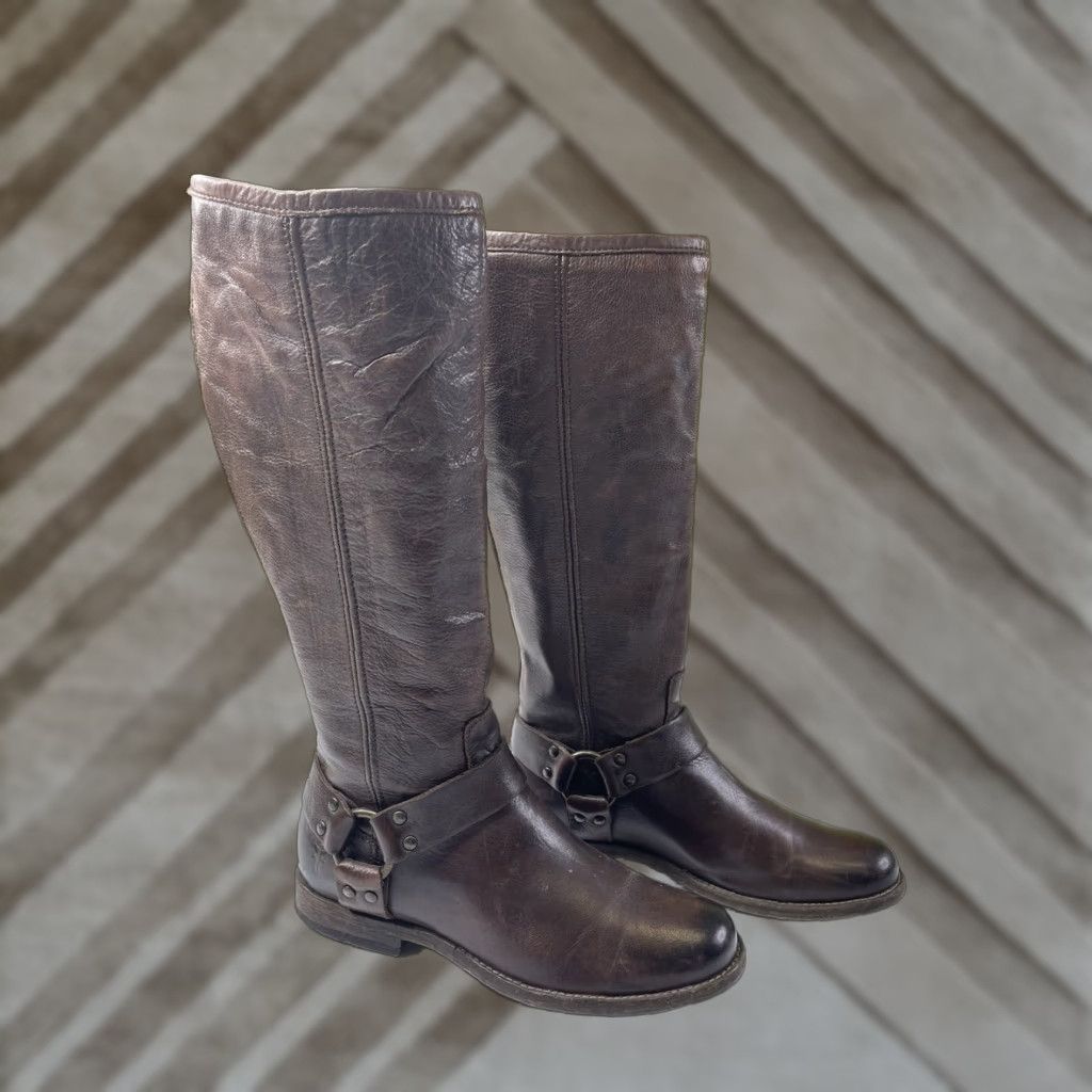 Frye Frye Riding Boots Womens 7.5 B Brown Leather Full Zip Calf Equestrian Boot Men? Wait. Size US 8 / IT 38 - 1 Thumbnail