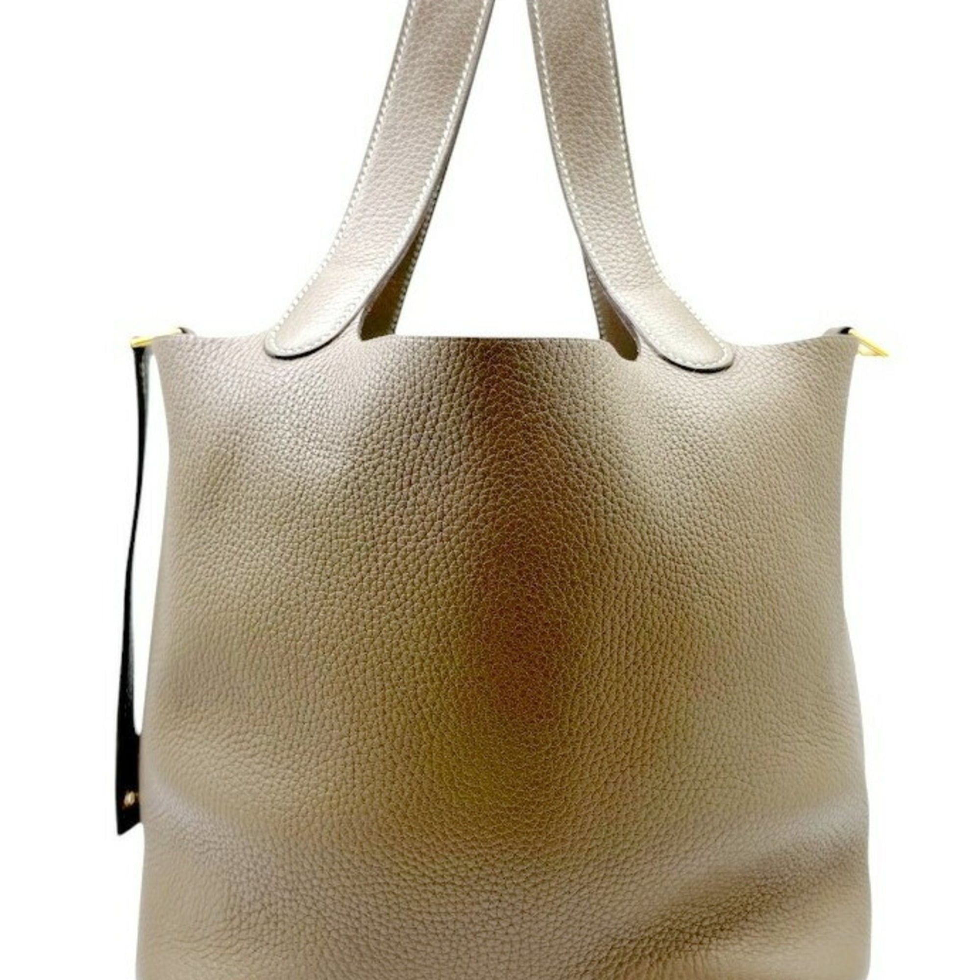 Hermes HERMES Picotin Lock MM Taurillon Clemence Etoupe Handbag for Women and Men Size ONE SIZE - 1 Thumbnail