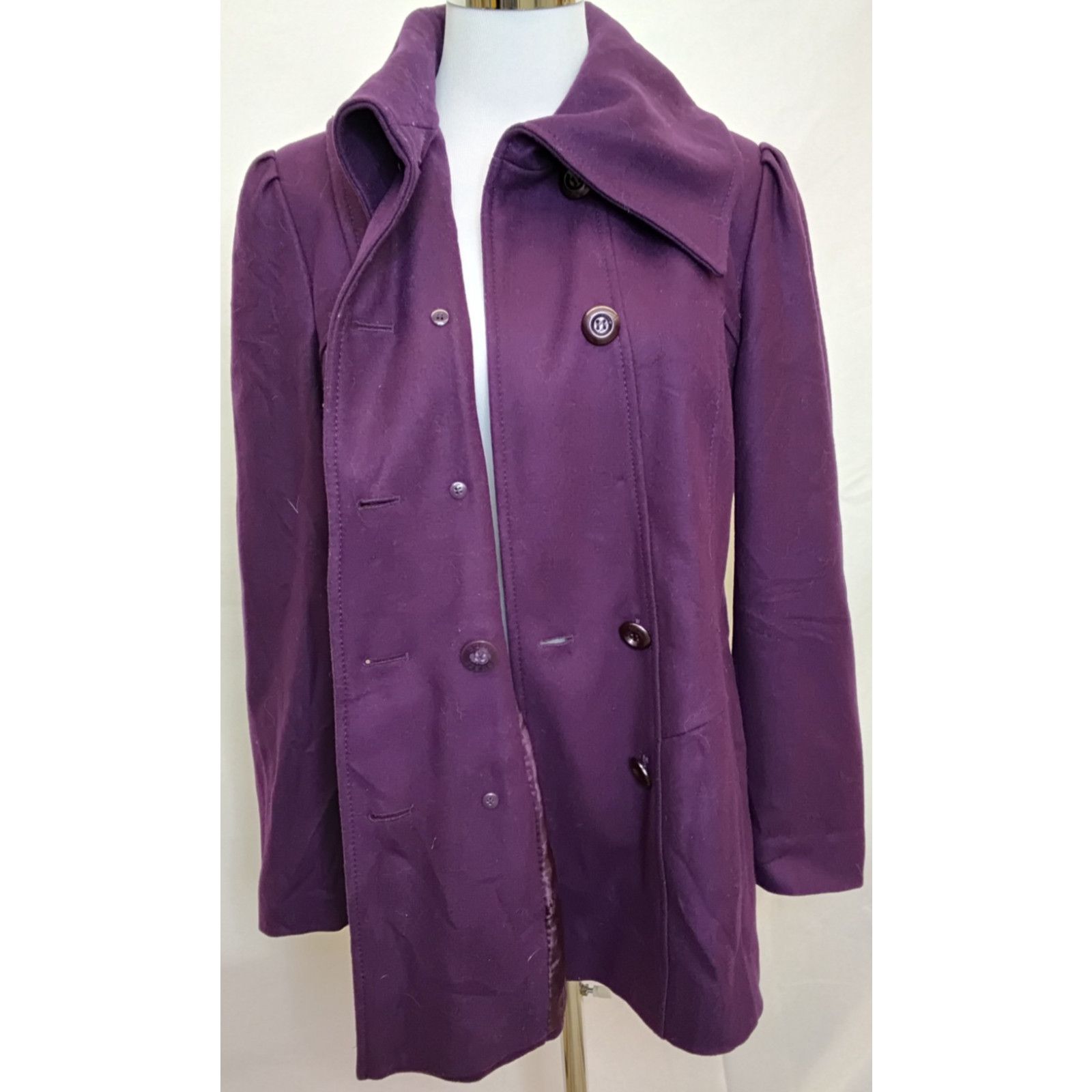 Guess Guess Wool Blend Peacoat Women's Large Petite Purple Size L / US 10 / IT 46 - 6 Thumbnail