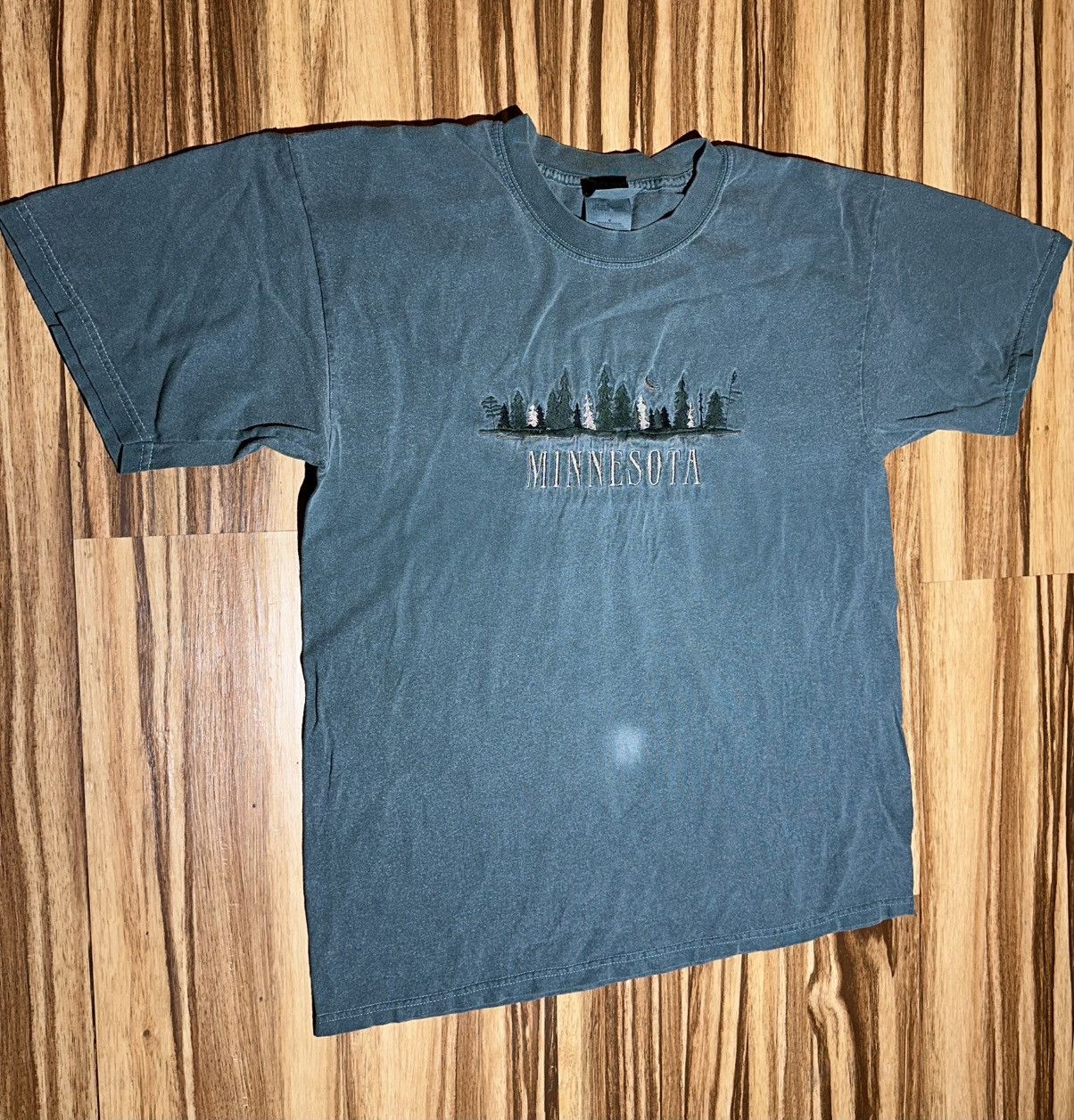 Gildan Gildan Teal Minnesota Pine Tree Moon Light Graphic Tee Size US L / EU 52-54 / 3 - 2 Thumbnail