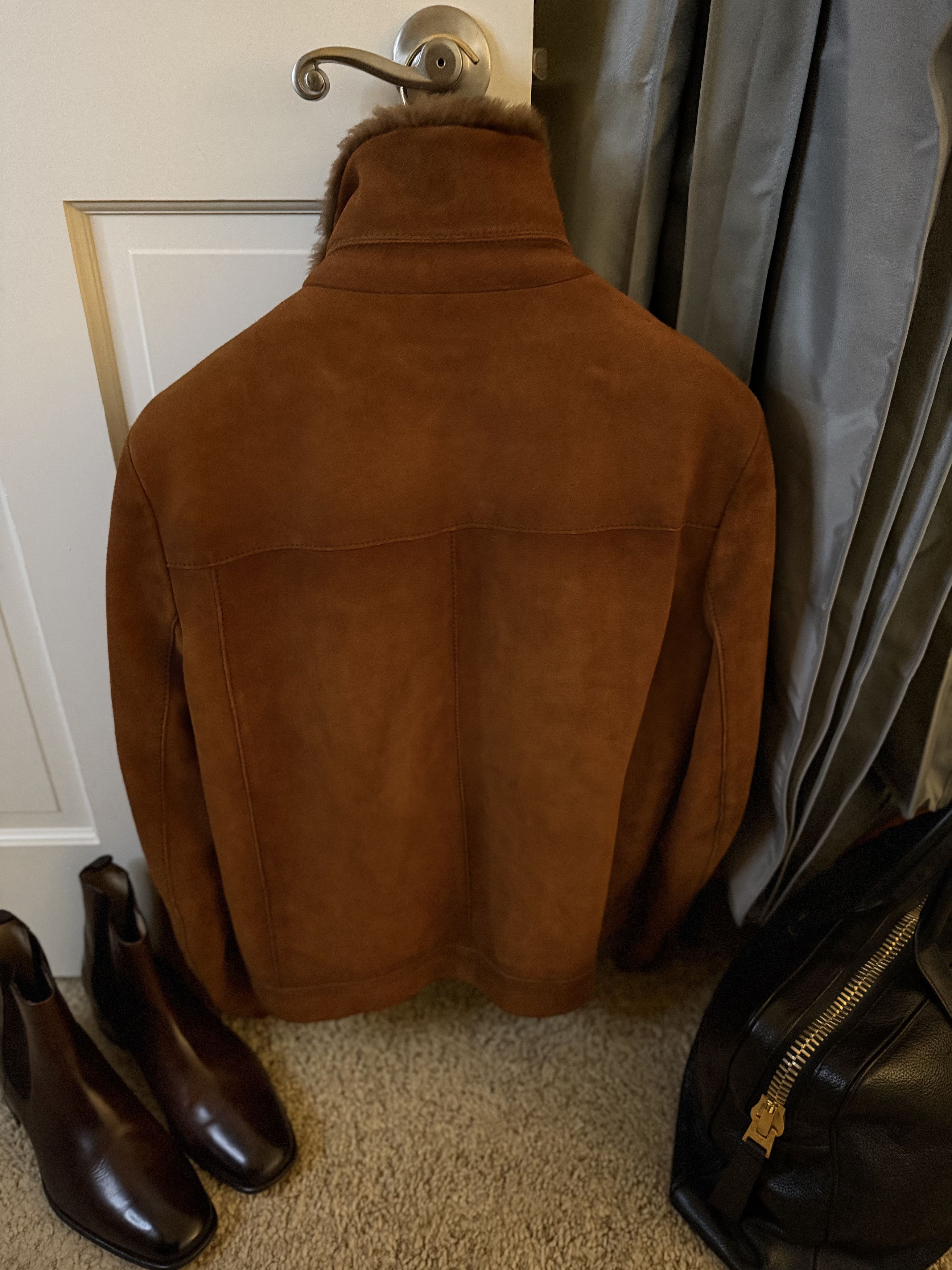 Prada Ultimate Rare $10,500 w/tax Shearling Collar Burnished Suede Size US L / EU 52-54 / 3 - 14 Thumbnail