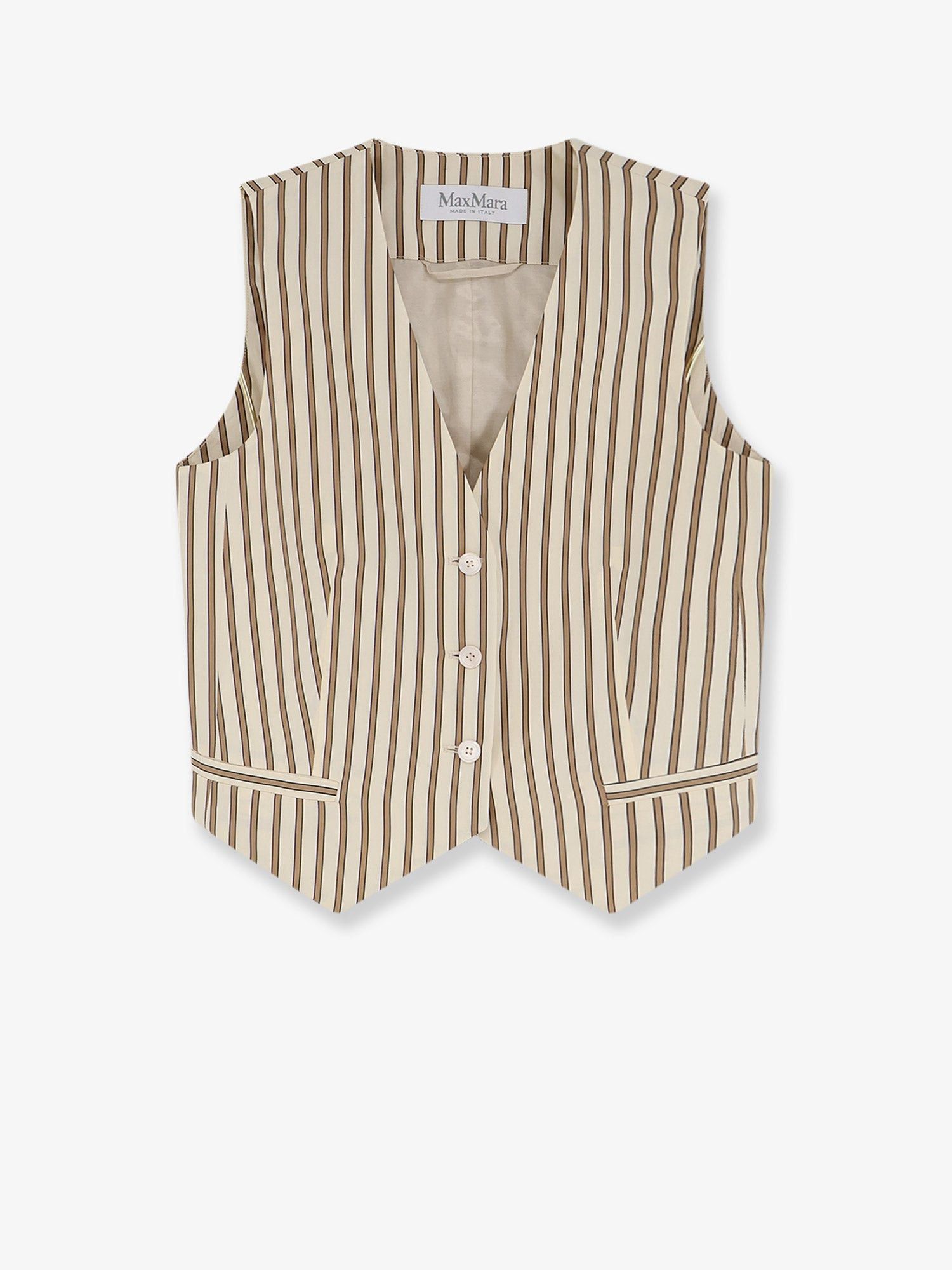Max Mara Mxmfauno Striped Cotton And Silk Vest Size S / US 4 / IT 40 - 1 Thumbnail