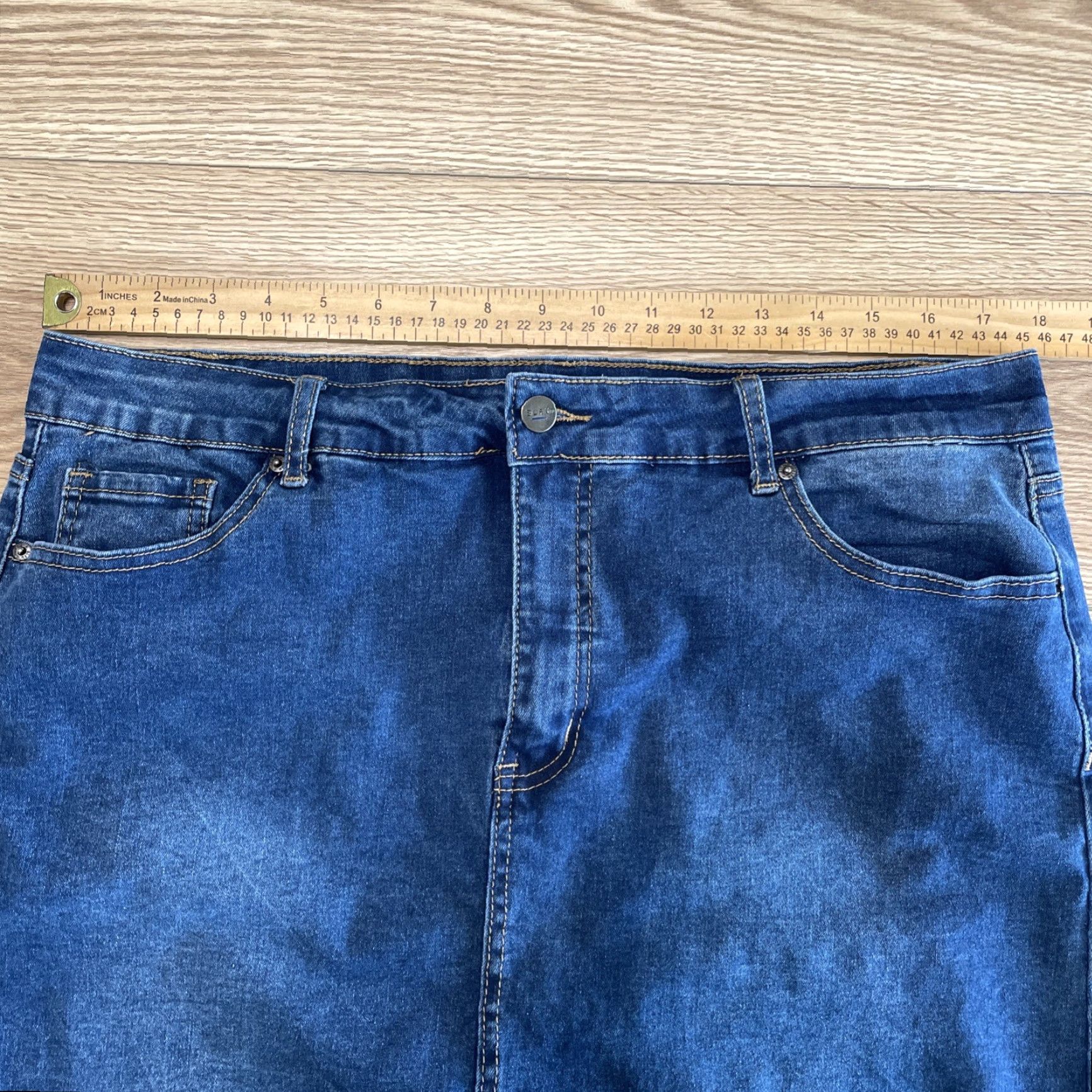 Denime BLEU Blue Denim A-Line Skirt Size 16 Regular Women Size 38" / US 16 / IT 52 - 3 Thumbnail