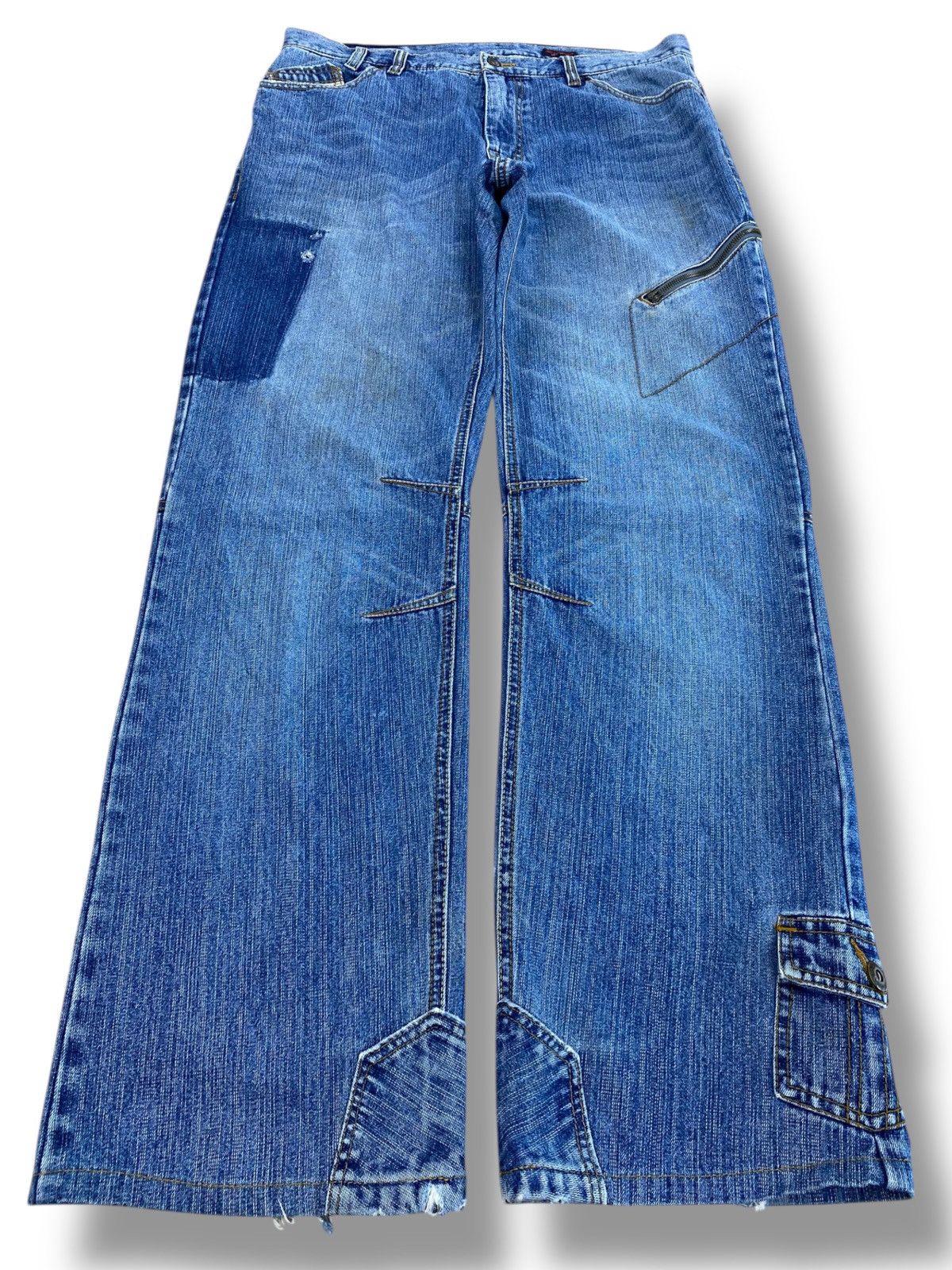 Japanese Brand Japanese Brand Patchwork Style Wide Leg Carpenter Jeans Size US 35 - 1 Thumbnail