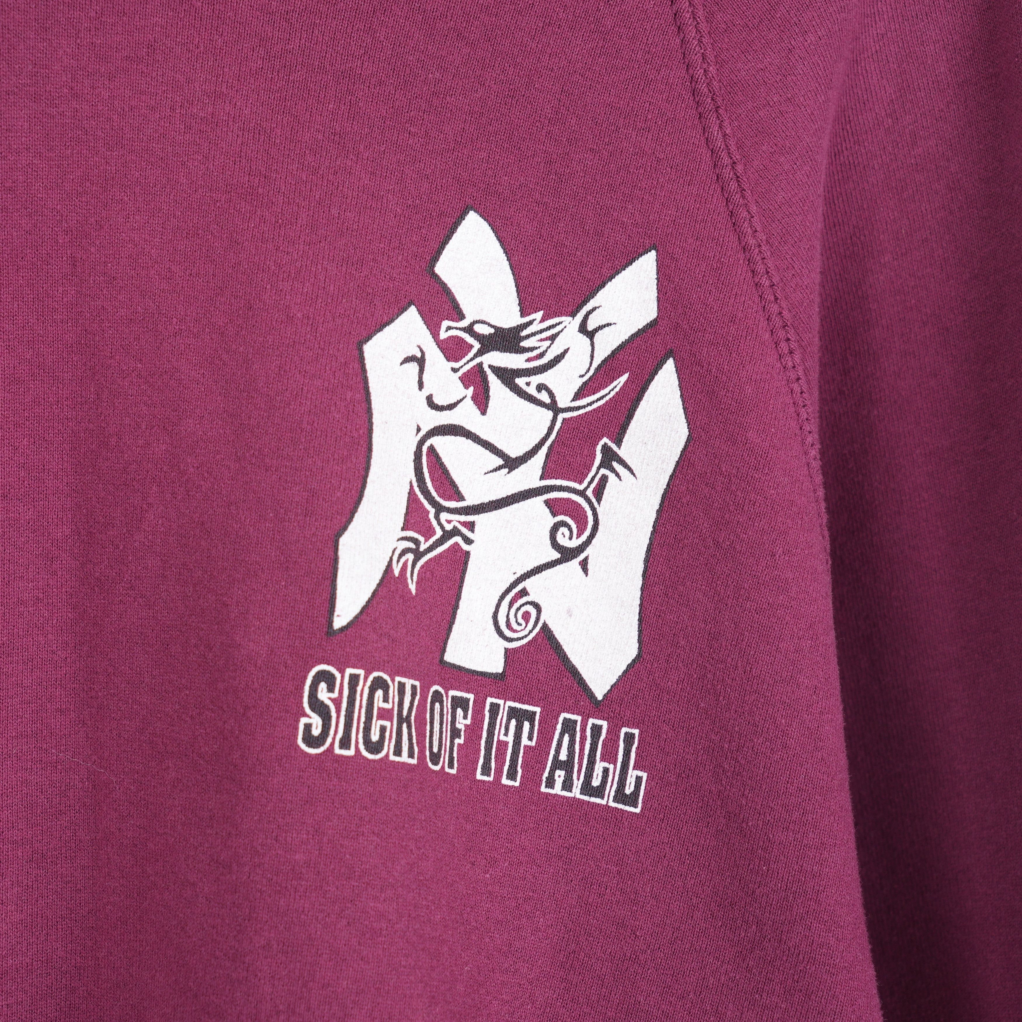Vintage VINTAGE MAROON SICK OF IT ALL HOODIE Size US XL / EU 56 / 4 - 3 Thumbnail