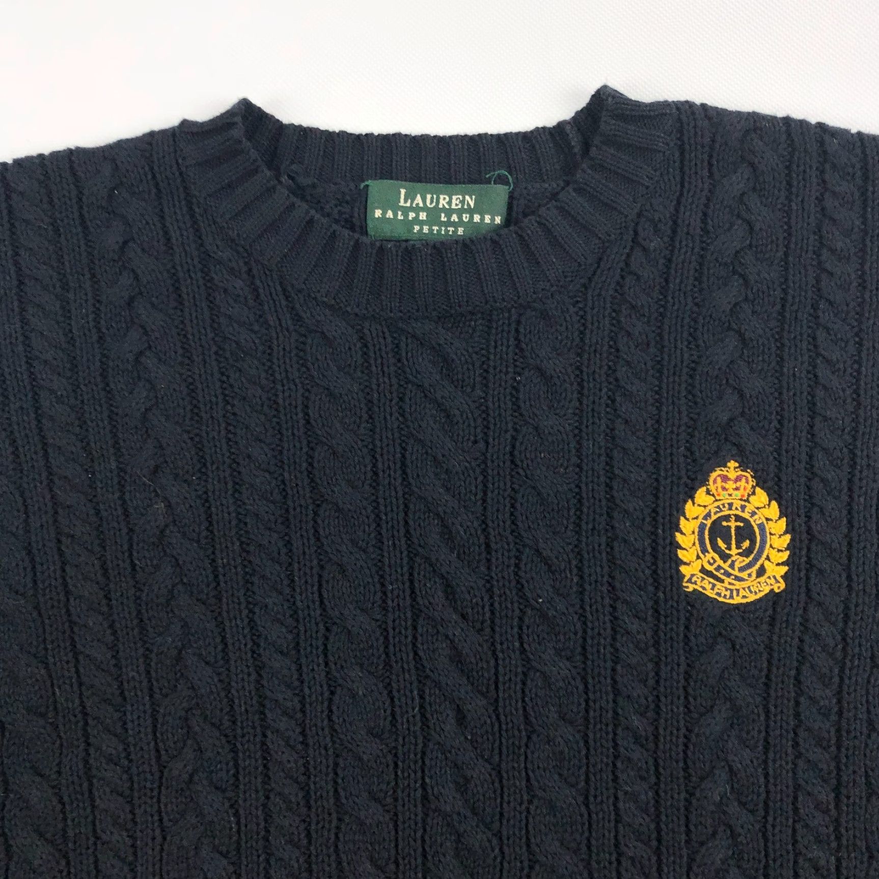 Ralph Lauren VINTAGE Ralph Lauren Sweater Womens Medium Petite Cable Knit Crest Preppy Size M / US 6-8 / IT 42-44 - 2 Thumbnail