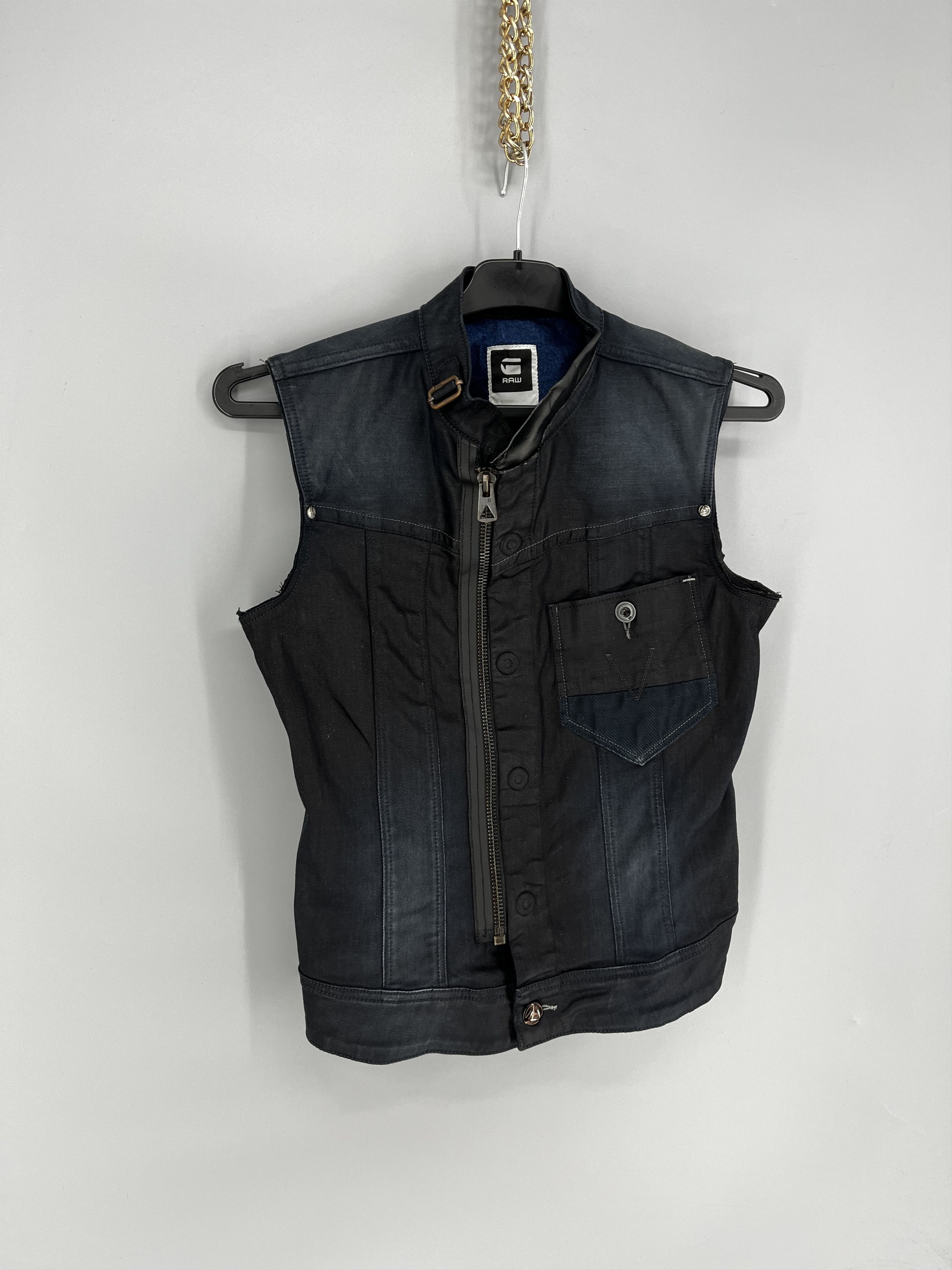 Raw State Ladies G-Star Raw Midge Dumont Sleeveless Denim Waistcoat Size US M / EU 48-50 / 2 - 2 Thumbnail