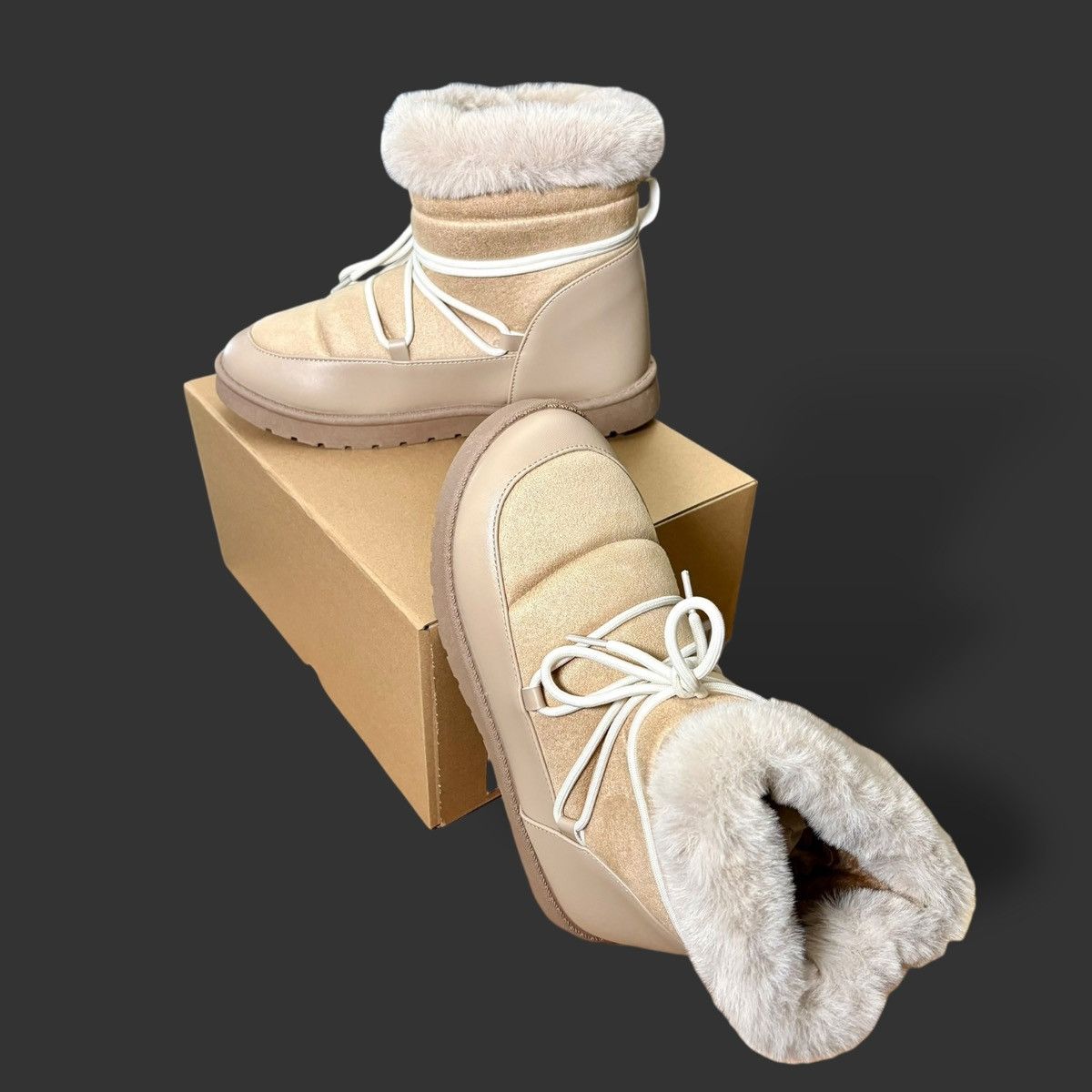 Other Aspen Women’s Puffy Faux Fur Vegan Lace Beige Boots Sz 8.5-9 Size US 9 / IT 39 - 4 Thumbnail