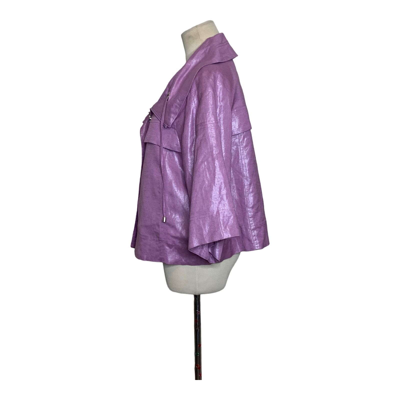 Sandro Sandro purple 3/4 sleeves zipper jacket size Large Size L / US 10 / IT 46 - 7 Thumbnail