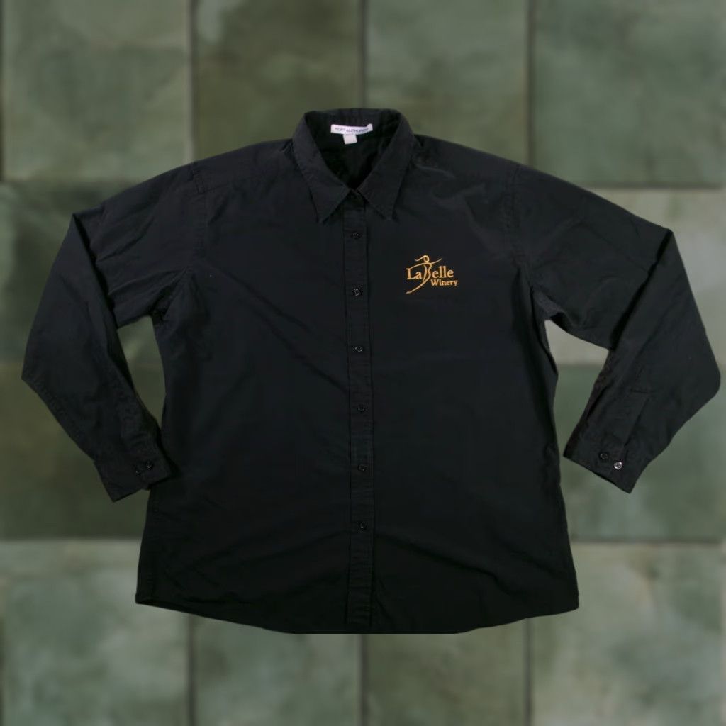 Port Authority VINTAGE Port Authority LaBelle Winery Button-Up Shirt Women XL Black Embroidered Long Sleeve Wine Mens Size XL / US 12-14 / IT 48-50 - 1 Thumbnail